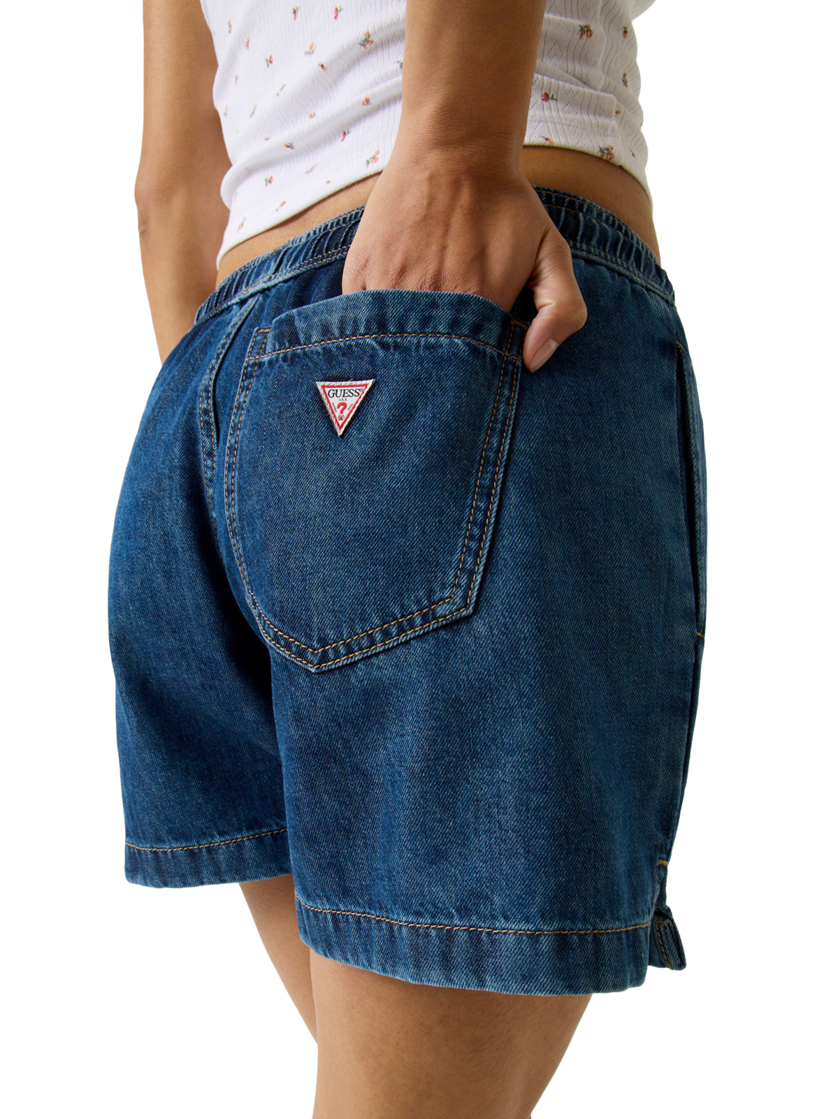 Short à taille élastiquée en coton mélangé GUESS Blue