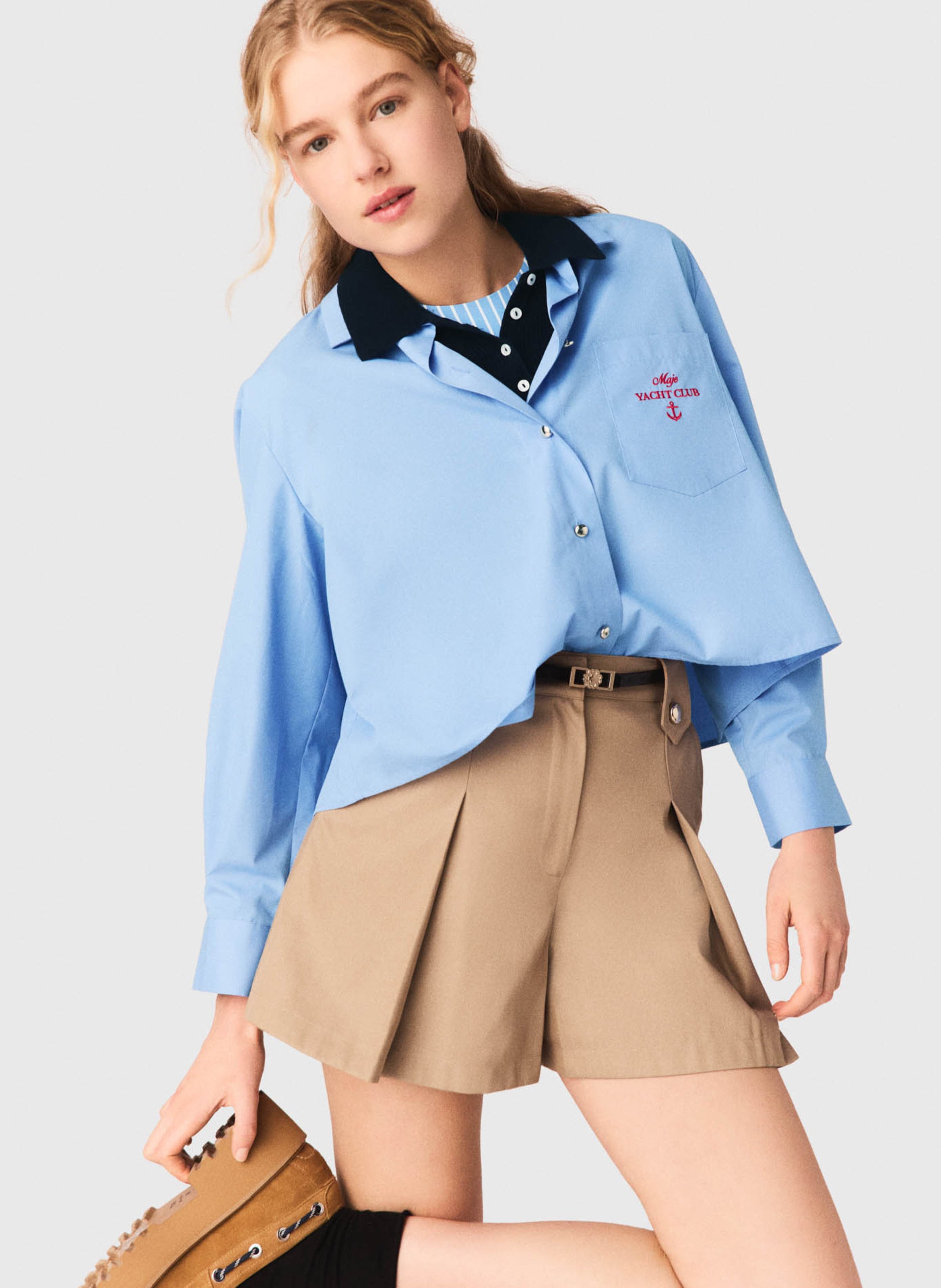 Short tailleur en coton MAJE Beige