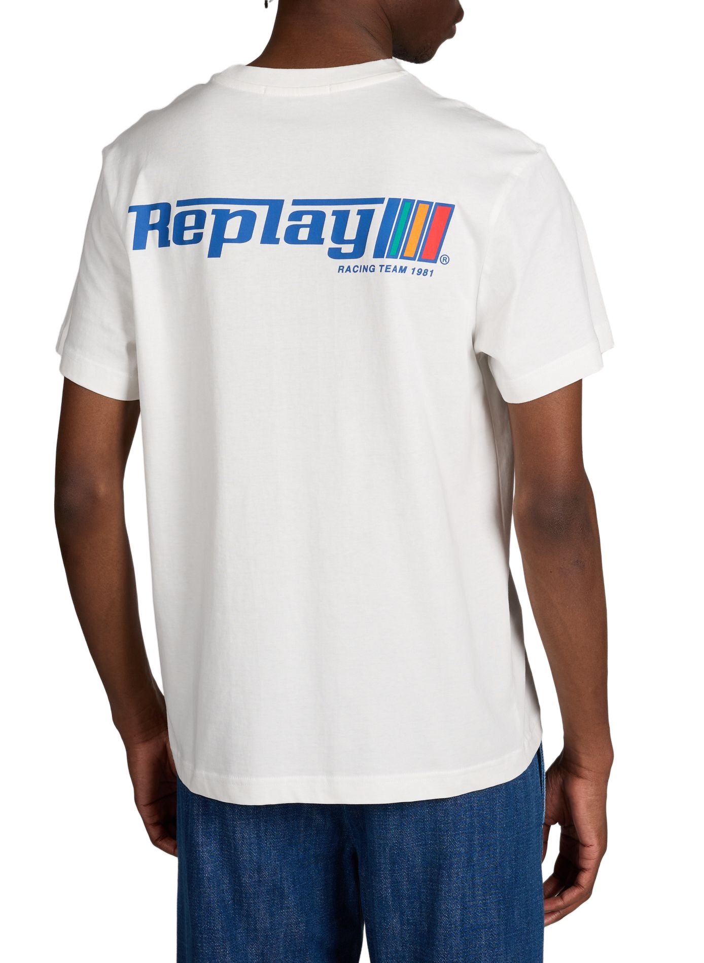 T-shirt droit à logo en coton REPLAY Blanc