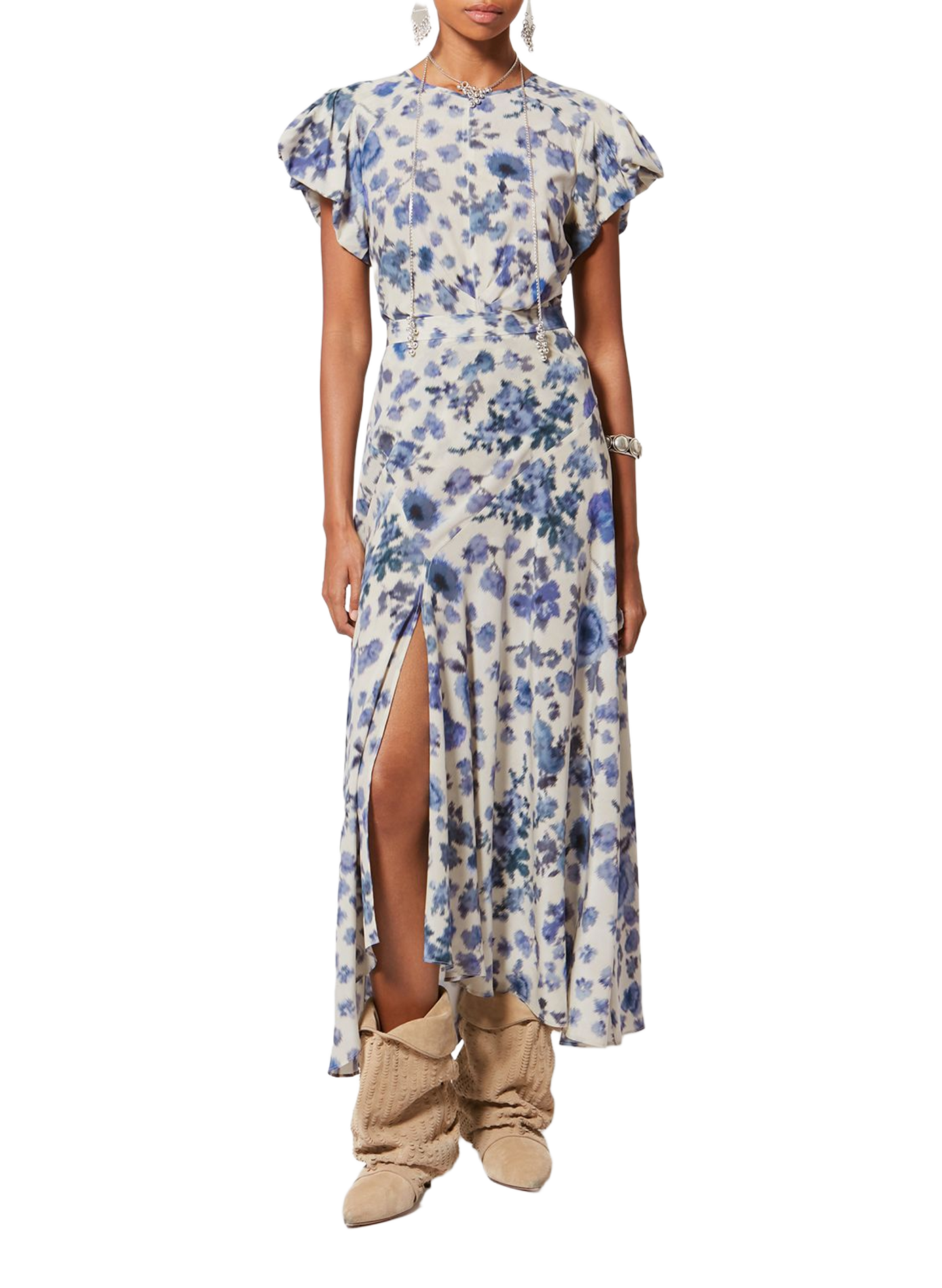 Draped printed stretch silk top ISABEL MARANT Blue