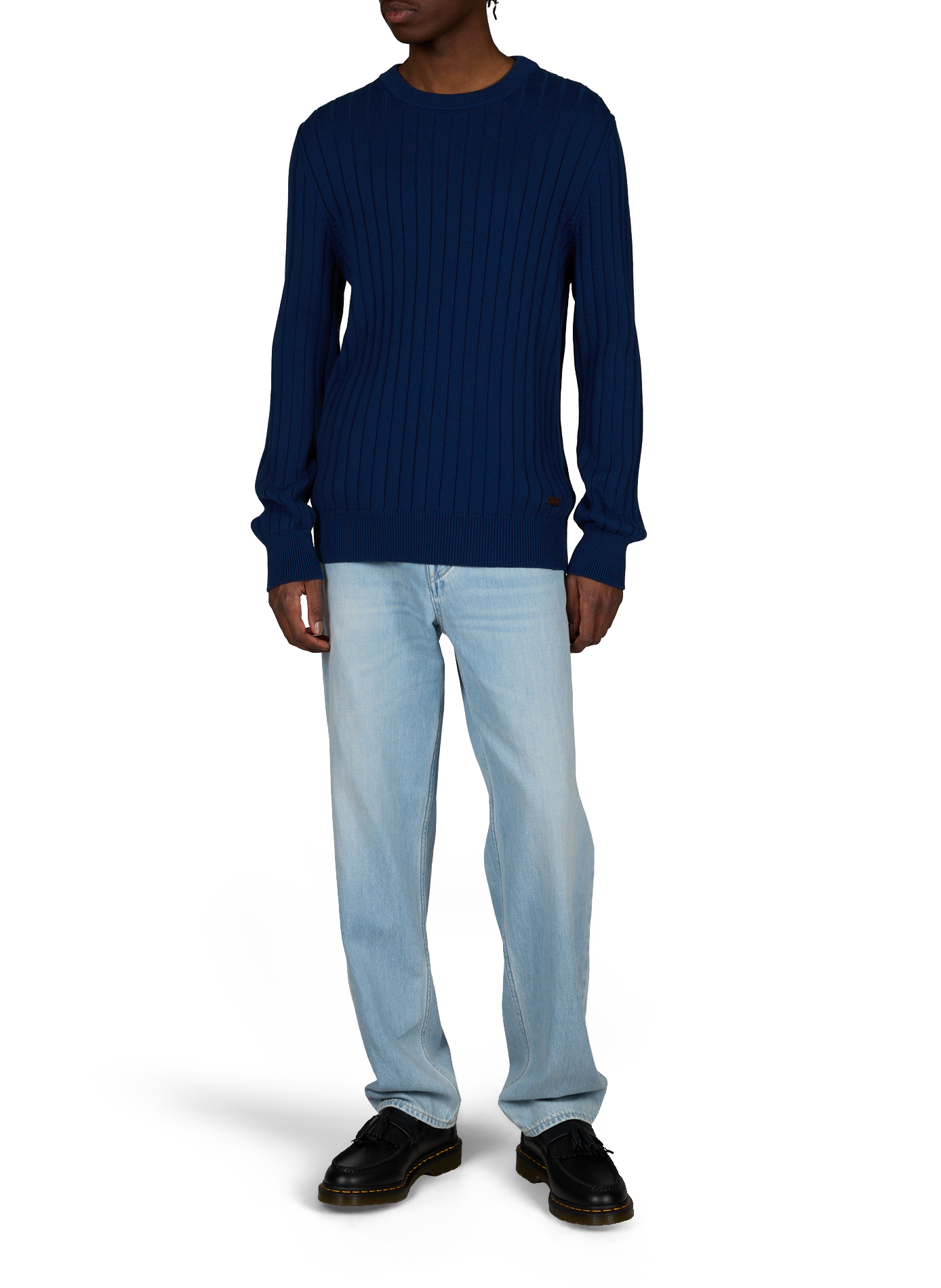Pull col rond en coton ETON Bleu