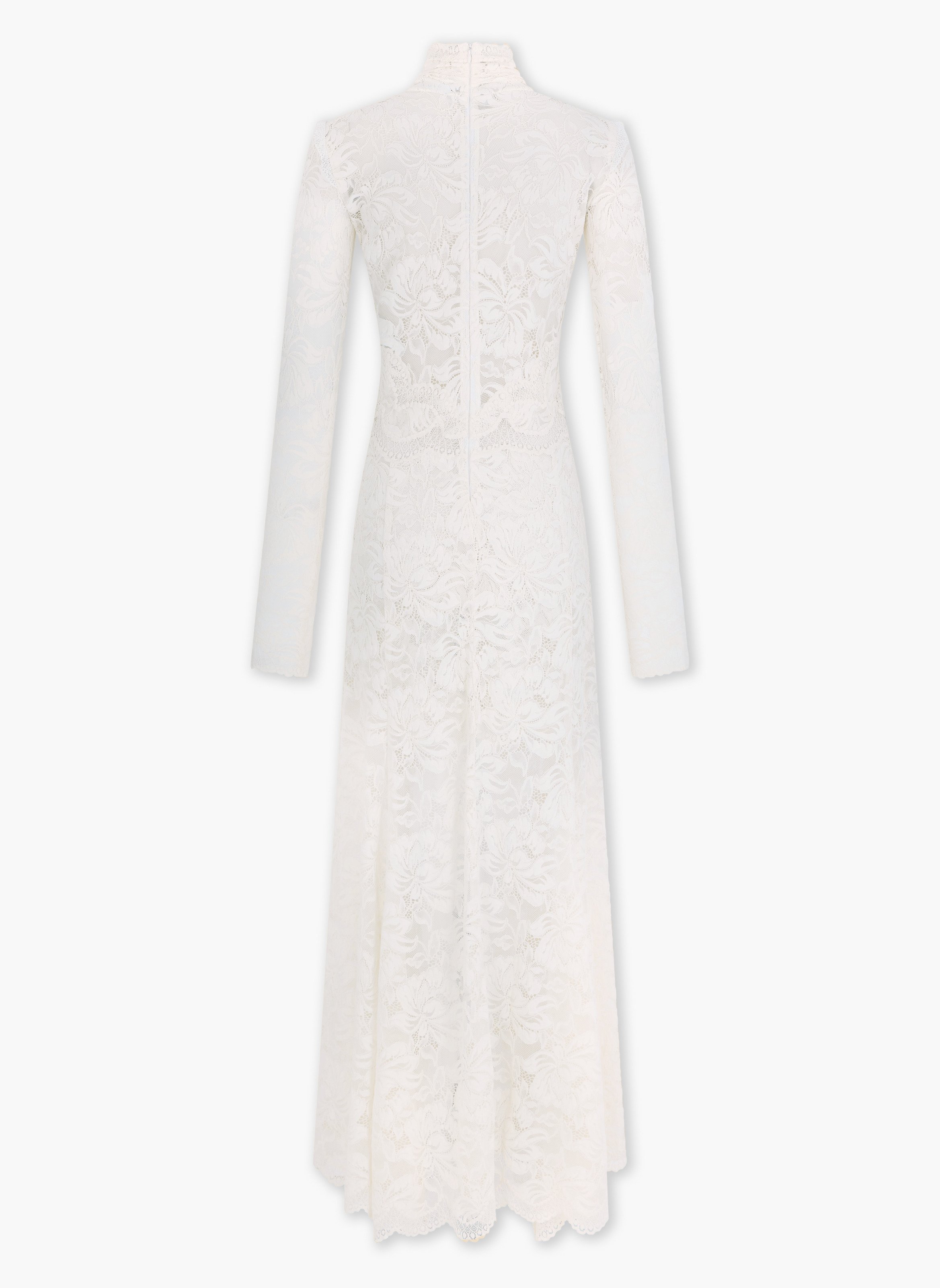 Robe longue en dentelle col montant RABANNE Blanc