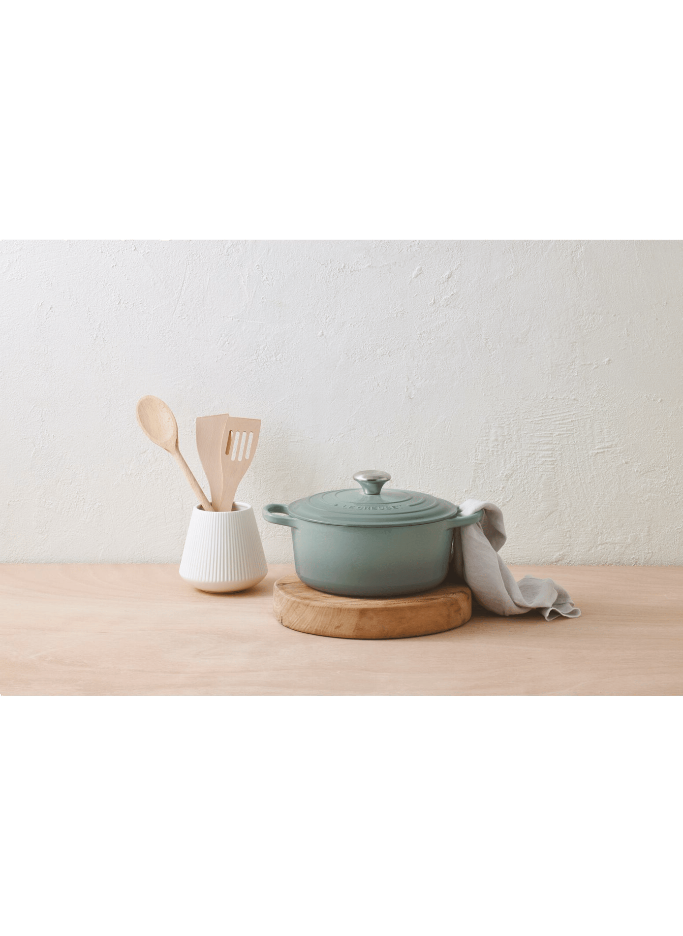 Runde emaillierte Gusseisen-Cocotte LE CREUSET Grau
