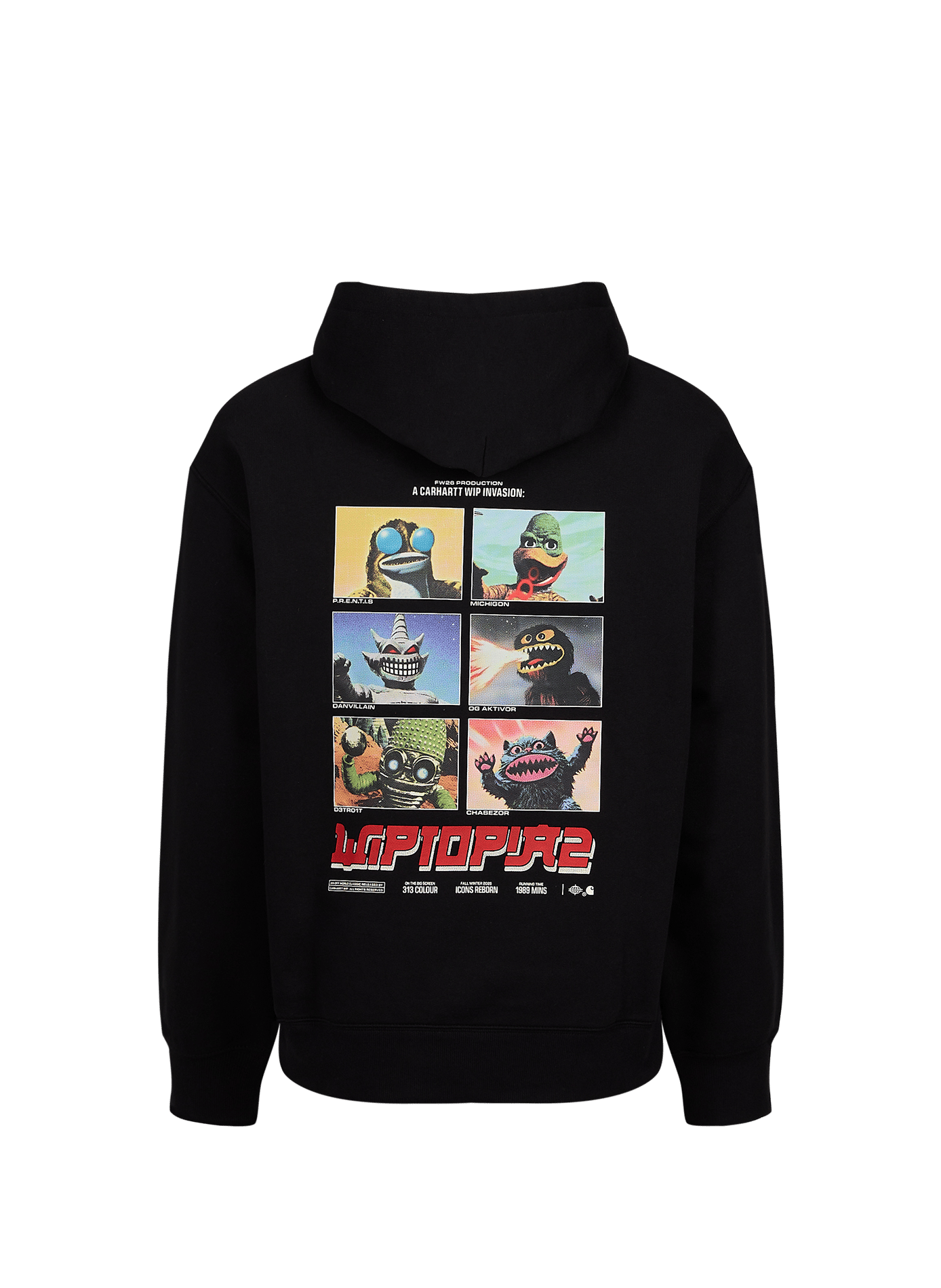 Sweat à capuche droit sérigraphié en coton mélangé CARHARTT WIP Noir