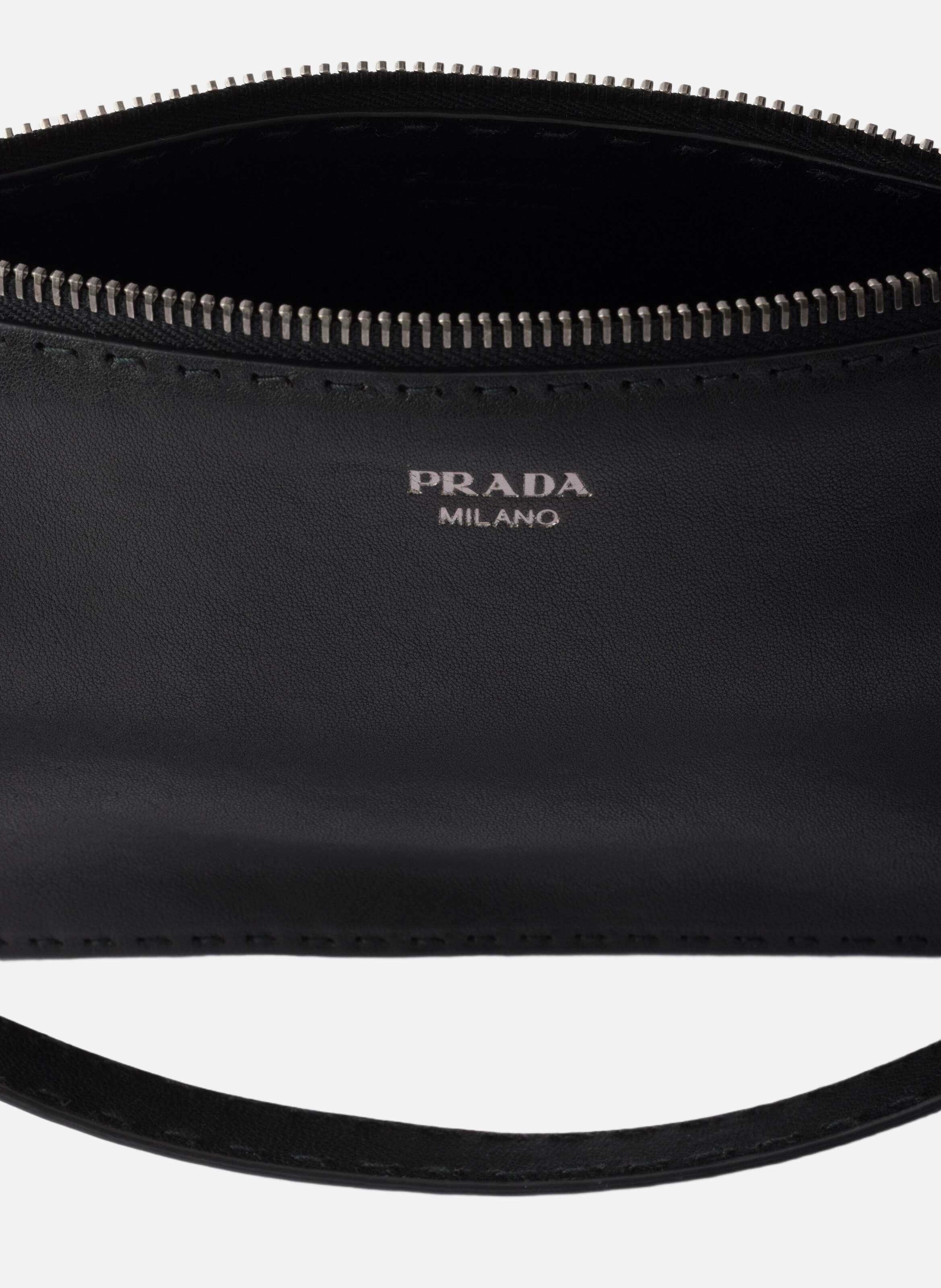 Pochette en cuir vieilli PRADA Noir