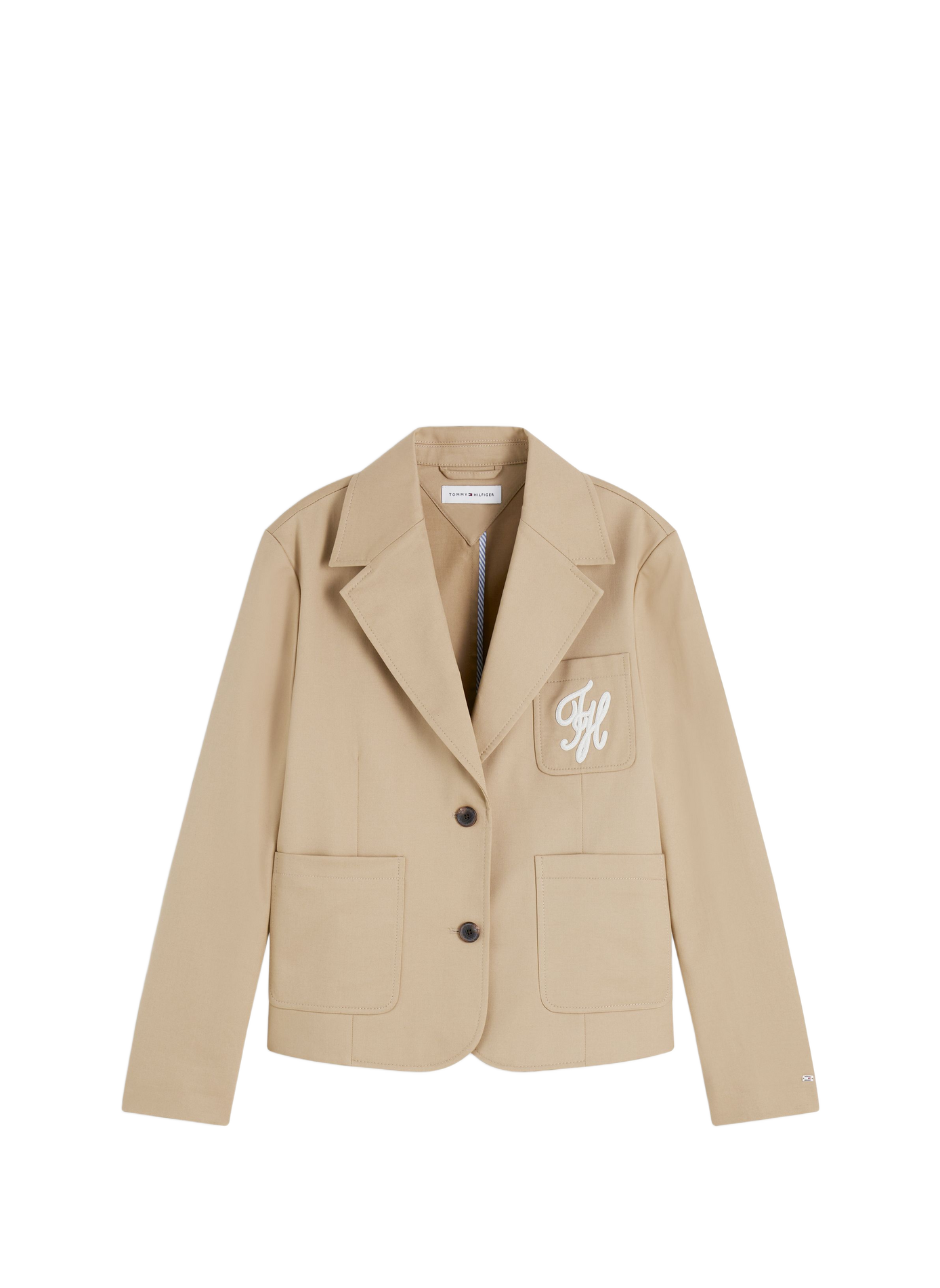 Blazer court à logo brodé en coton  Camel