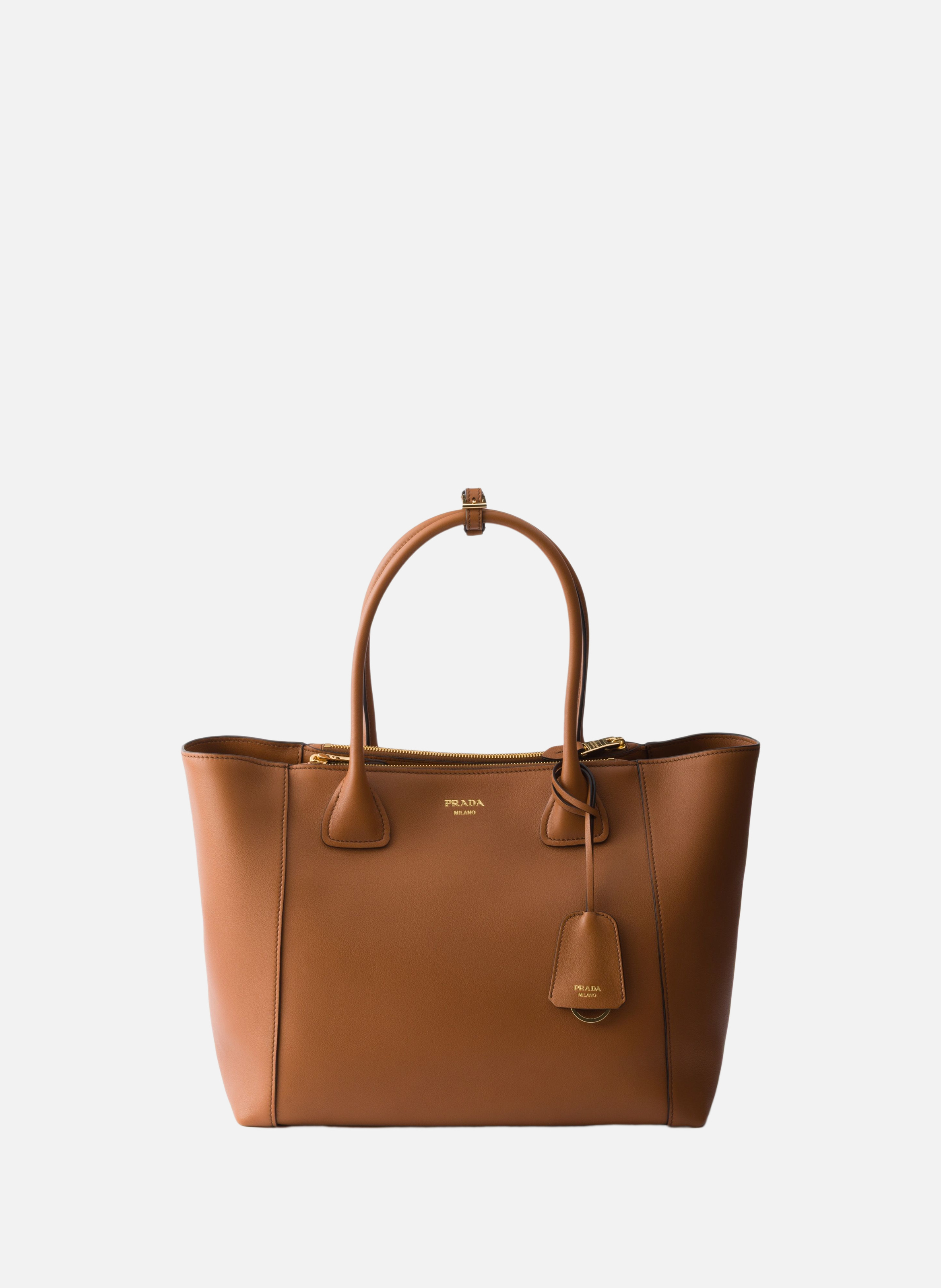 Grand cabas en cuir PRADA Marron