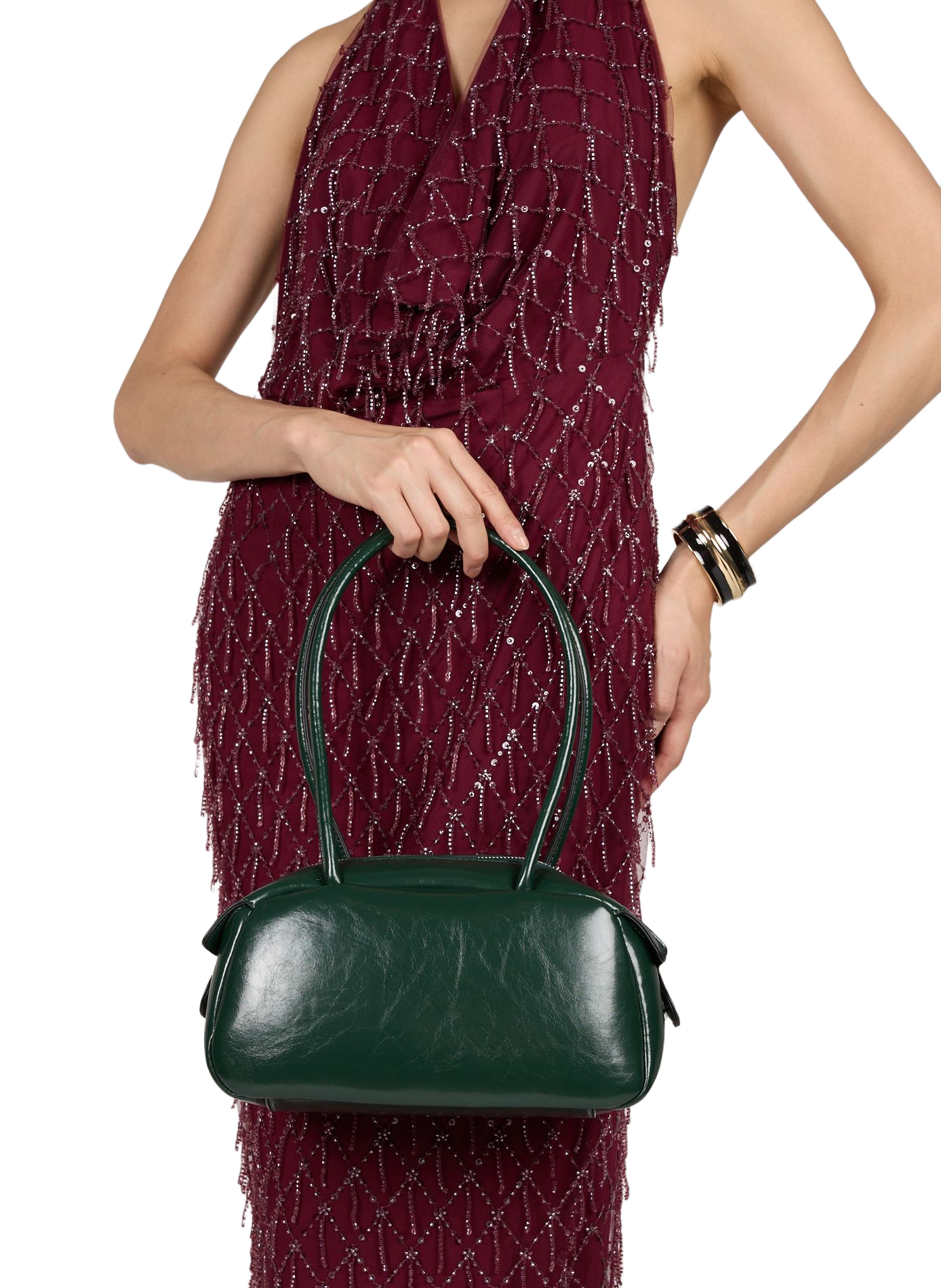 Red faux leather handbag AU PRINTEMPS PARIS Green
