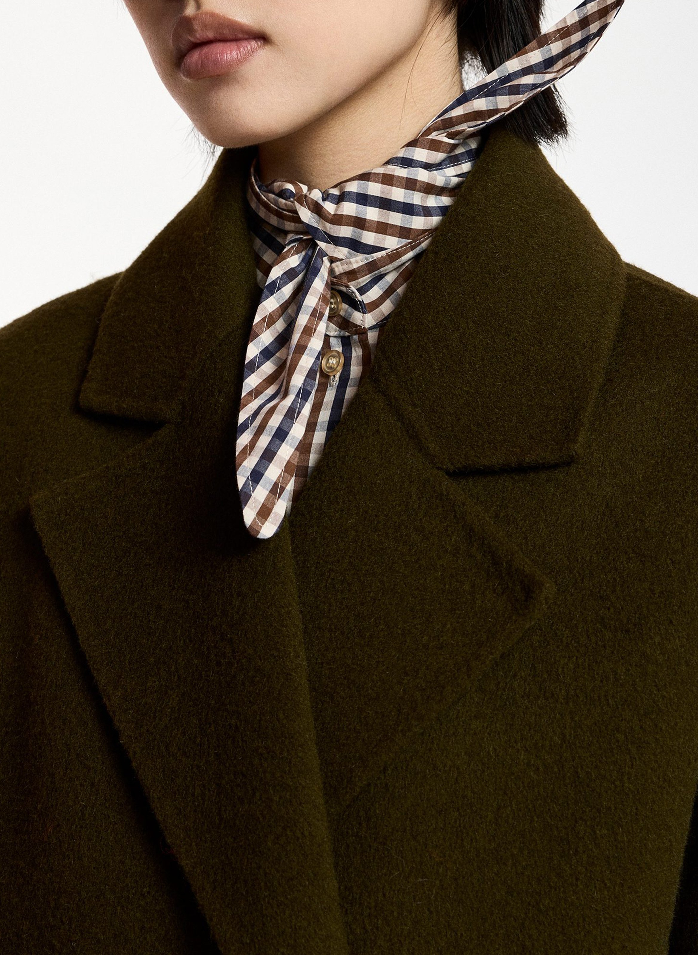 Veste droite à double boutonnage en laine mélangée kombu ESSENTIEL ANTWERP Vert