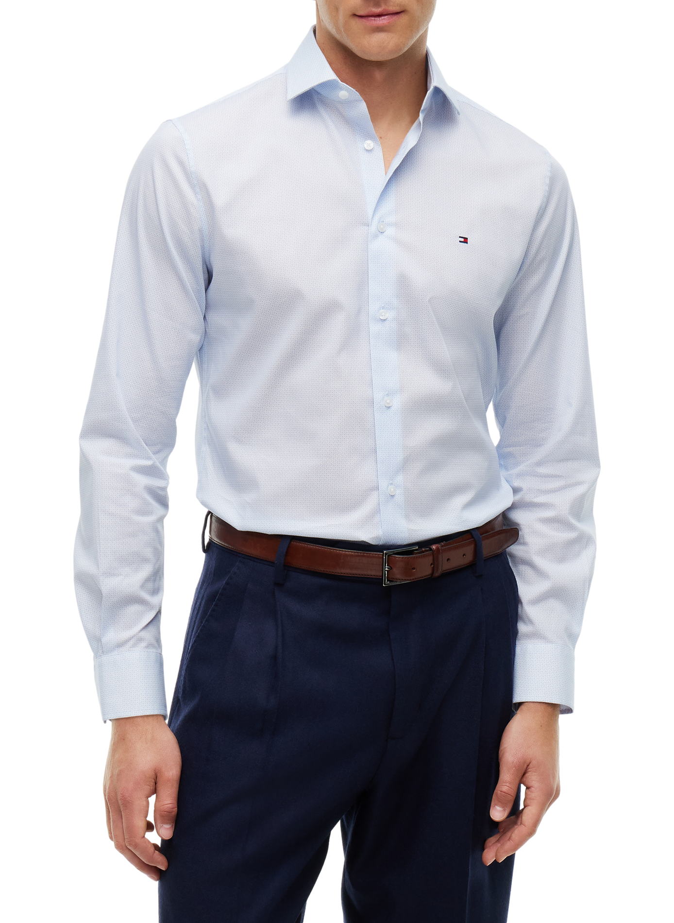 Gerade geschnittenes Hemd aus Baumwolle mit Muster TOMMY HILFIGER Blau
