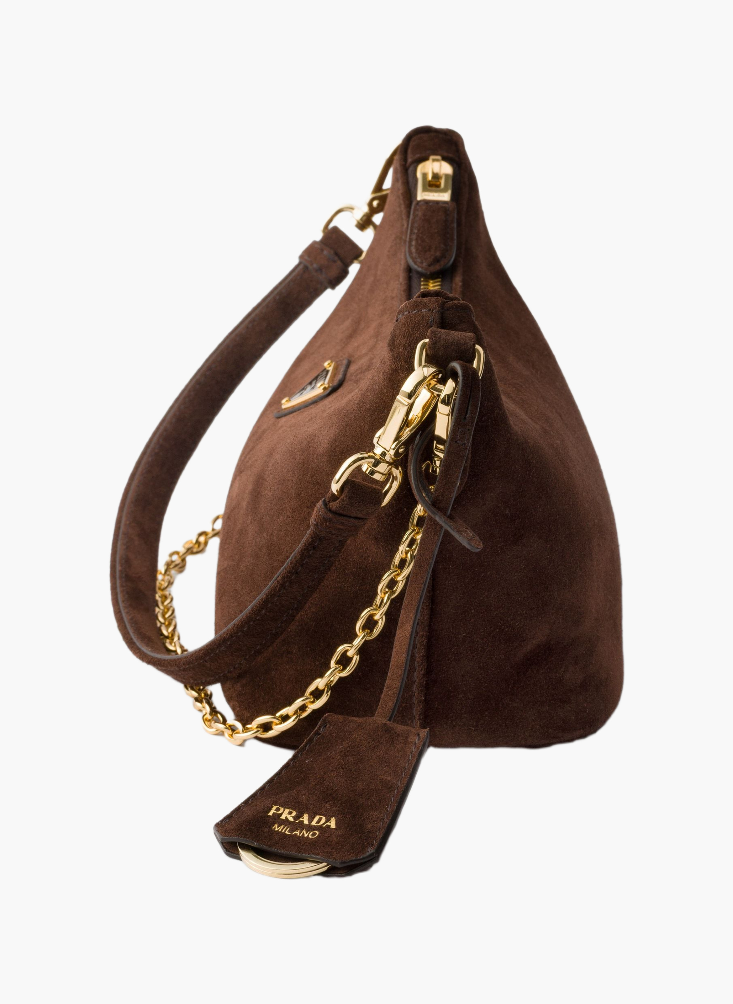 Mini sac en veau velours PRADA Marron