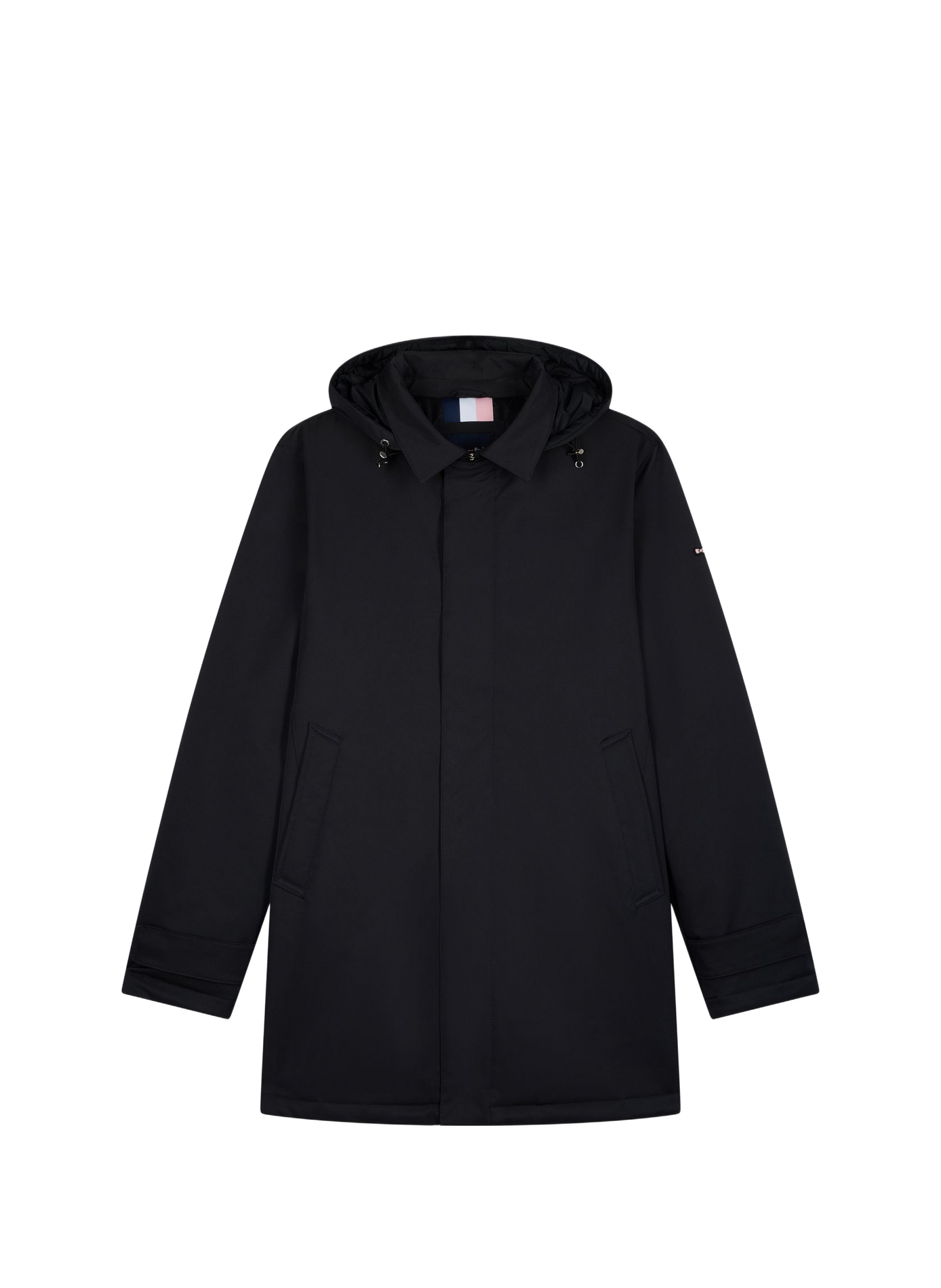 Plain hooded straight parka EDEN PARK Black