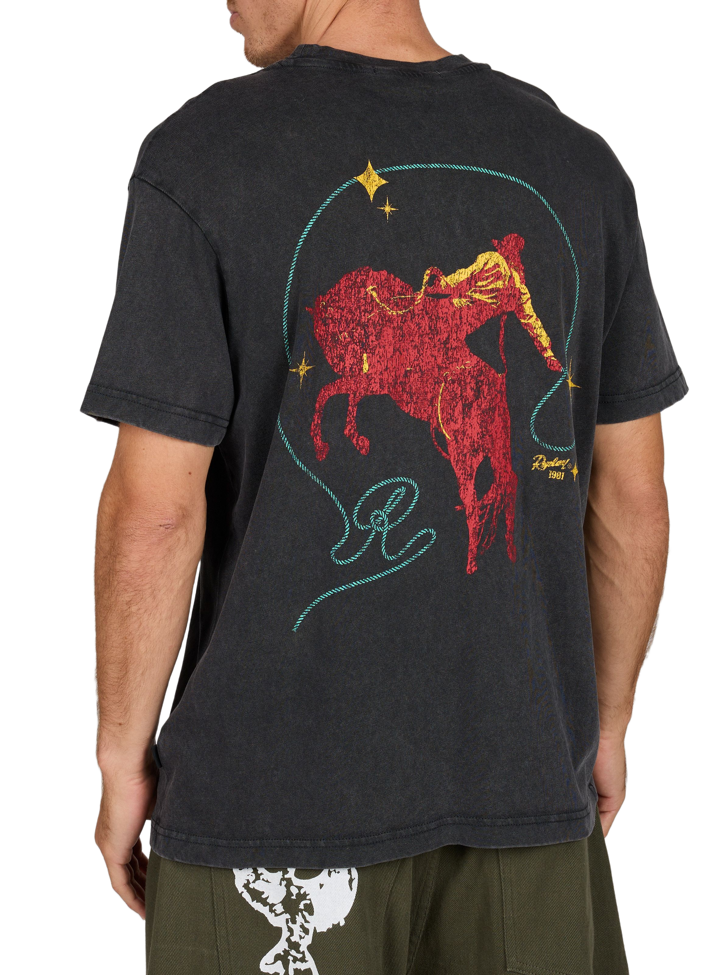 Weites T-Shirt mit Rundhalsausschnitt und Siebdruck REPLAY Schwarz