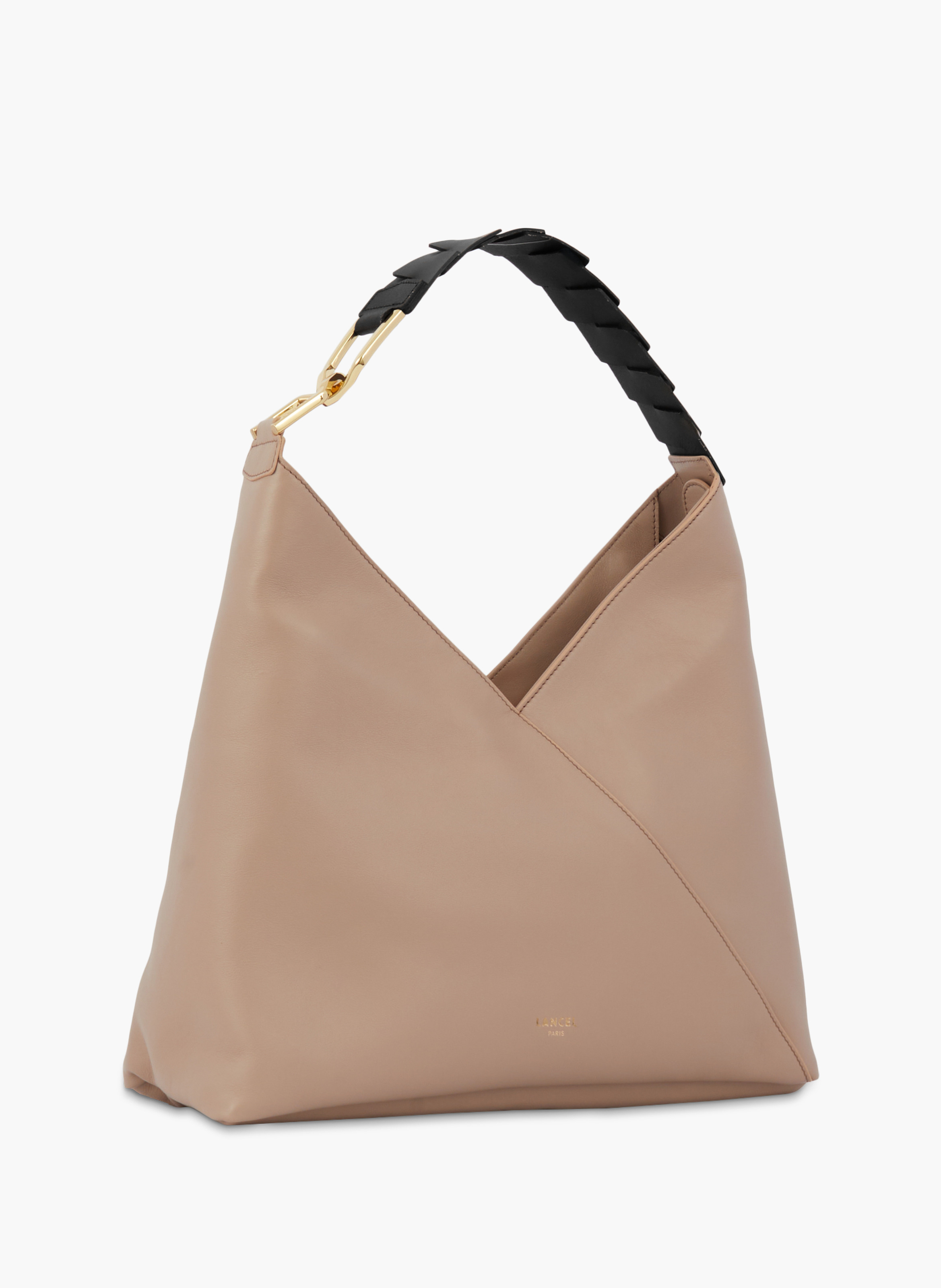 Sac hobo pagode de lancel en cuirs de vachette graine & lisse LANCEL Beige