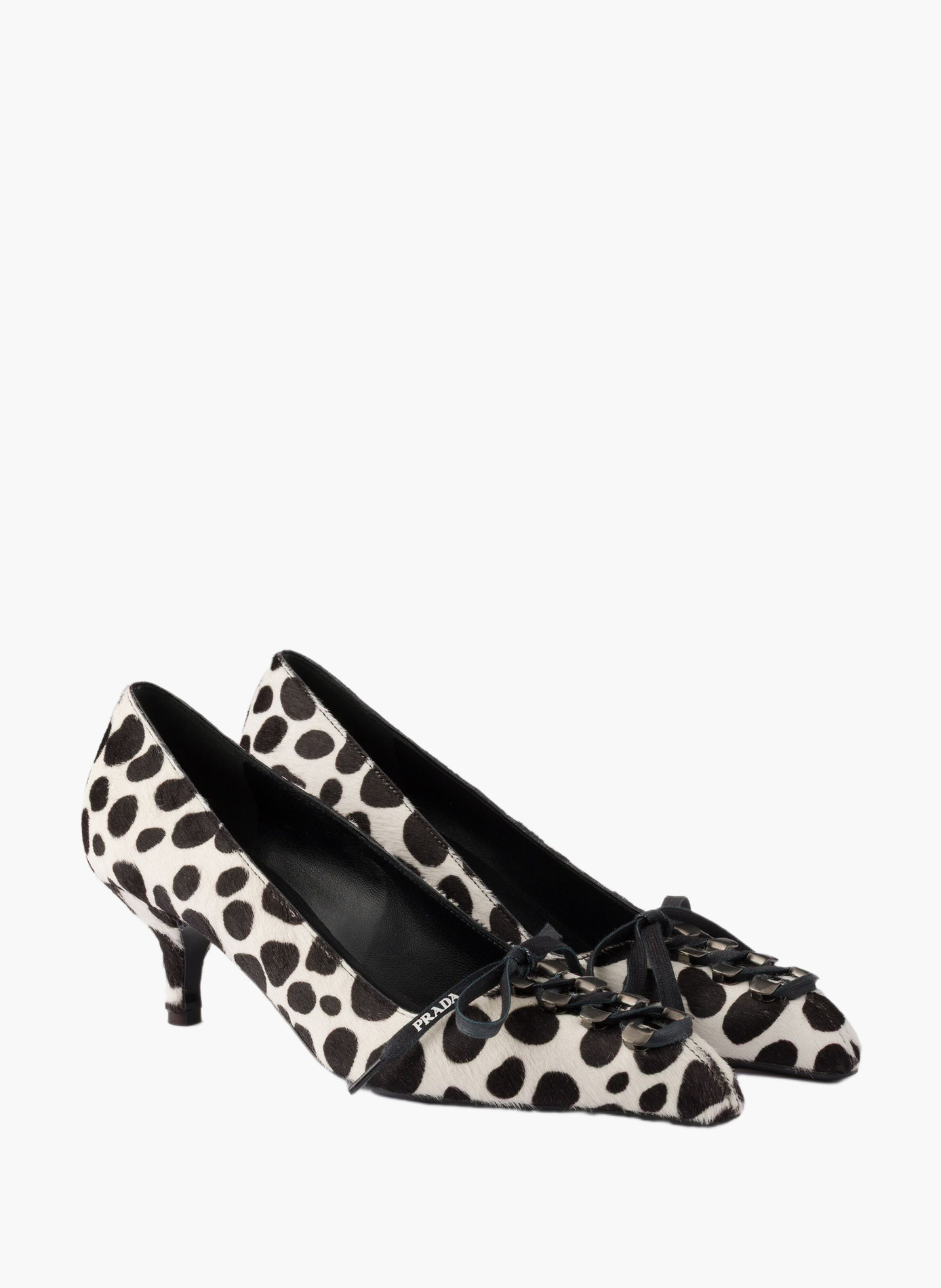 Printed leather pumps PRADA Blanc