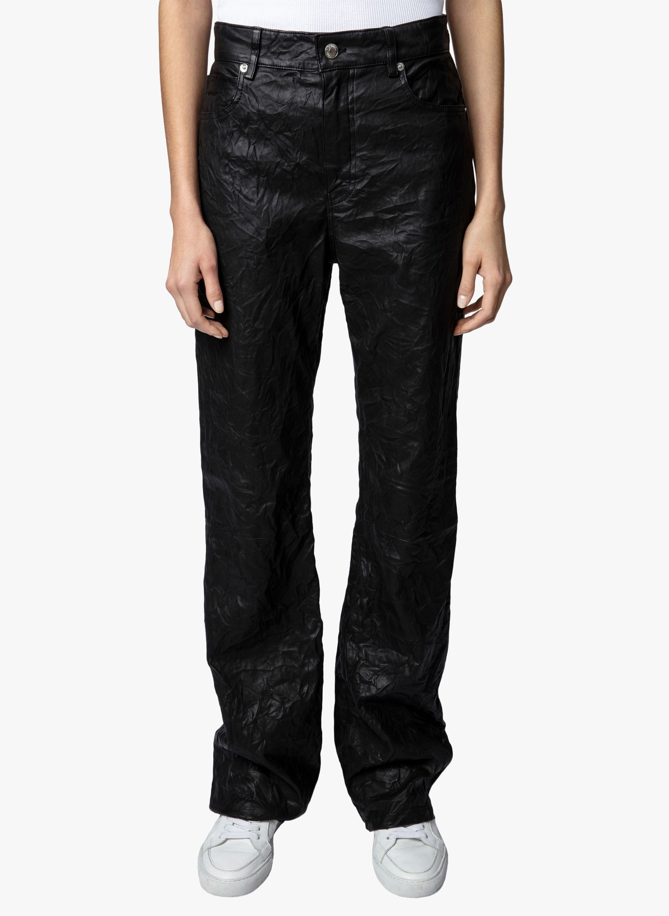 DESIGN Tall - Pantalon évasé en imitation cuir - Noir