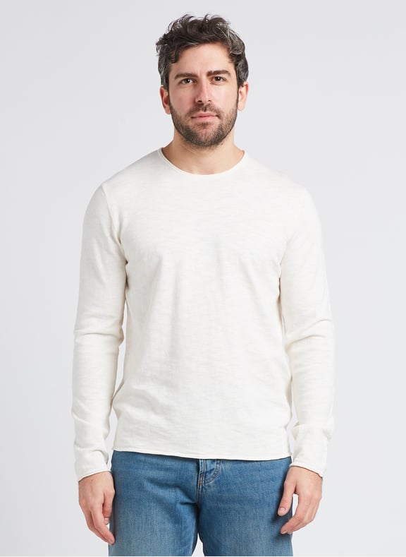 Pull col rond droit en coton Blanc by IKKS IKKS Pull col rond droit en coton Blanc