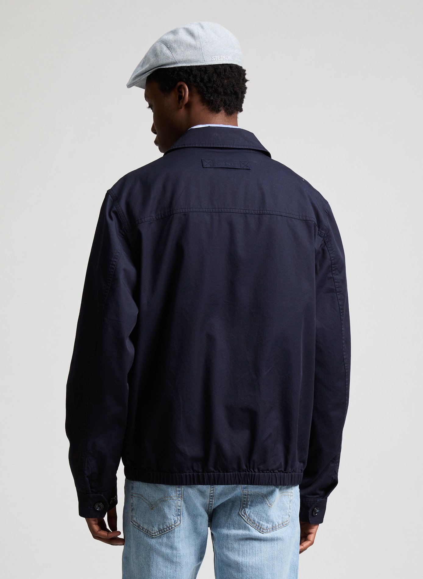 Blouson col classique en coton Bleu