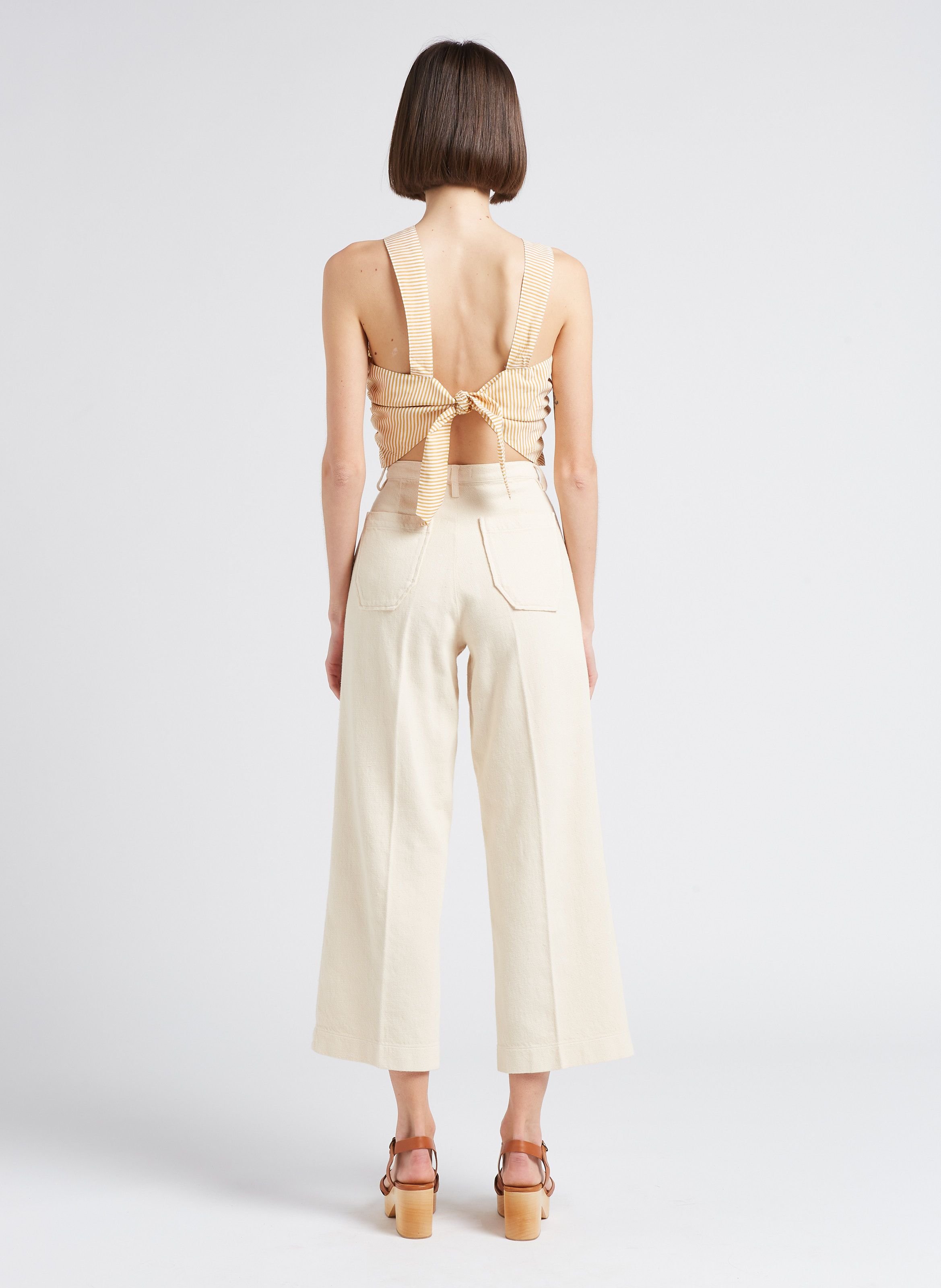 Pantalon droit plissé et texturé en coton hendrick SESSUN Beige