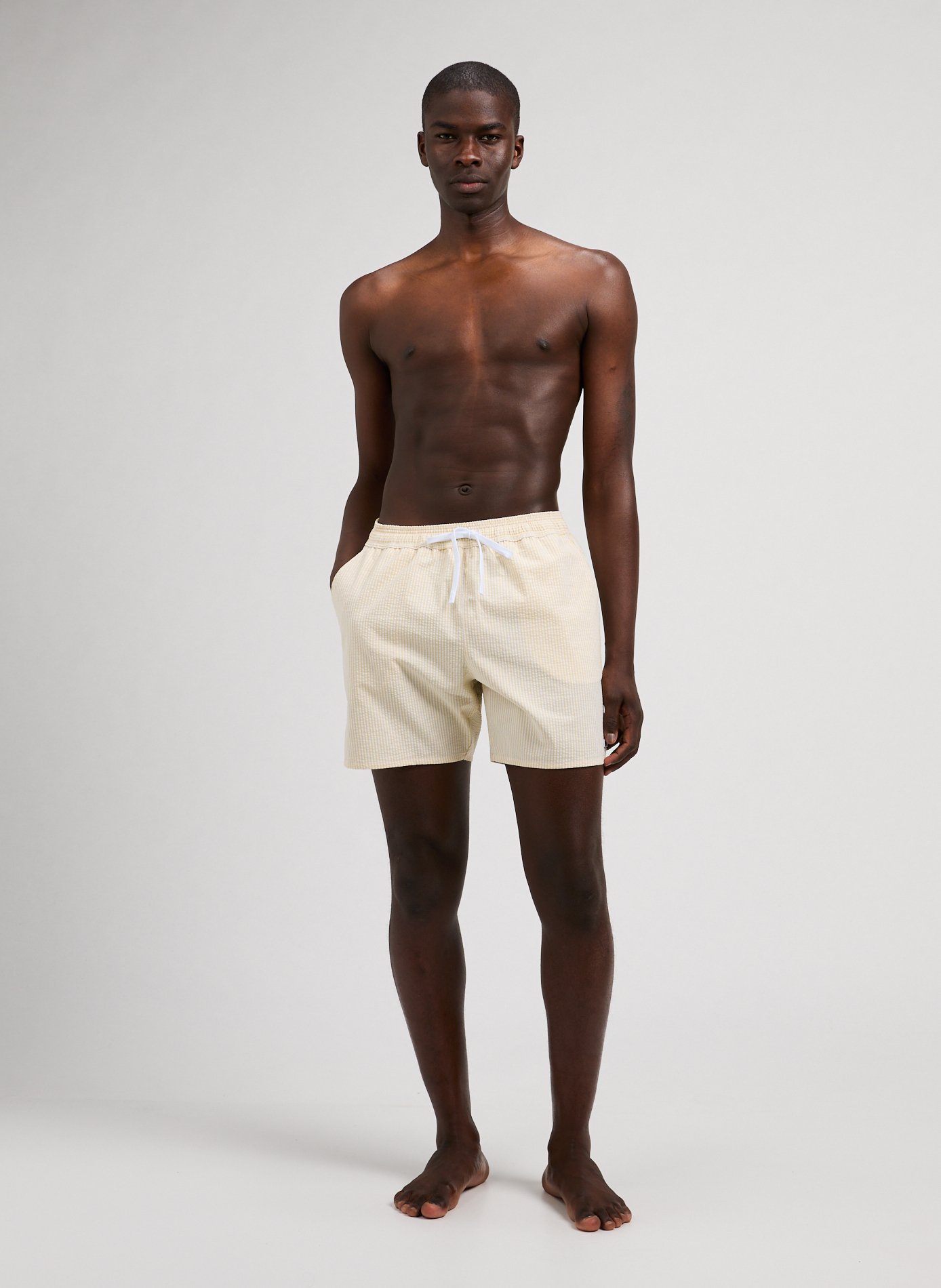 Striped cotton-blend shorts LACOSTE Yellow