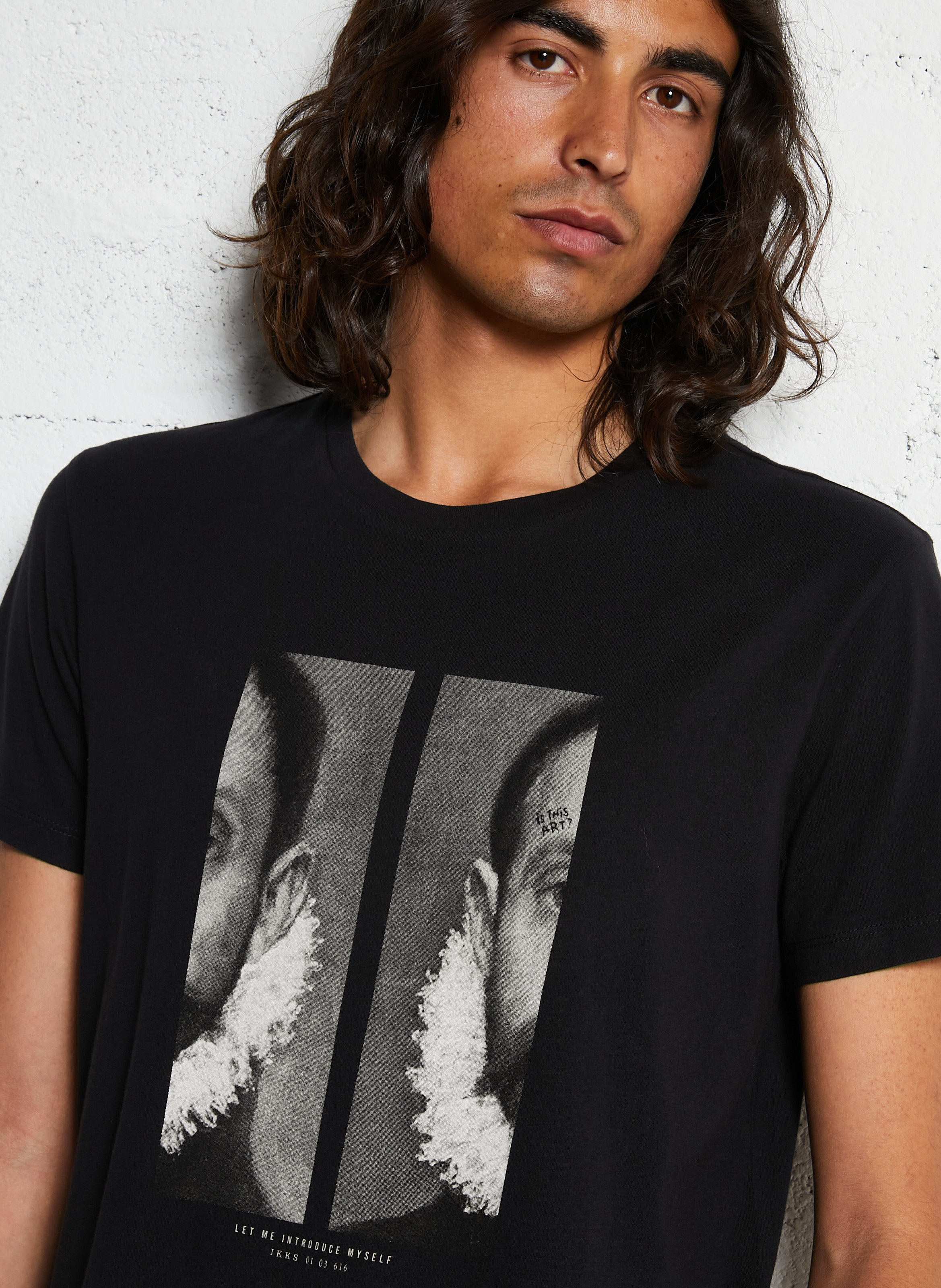 Tee-shirt droit en coton sérigraphié Noir