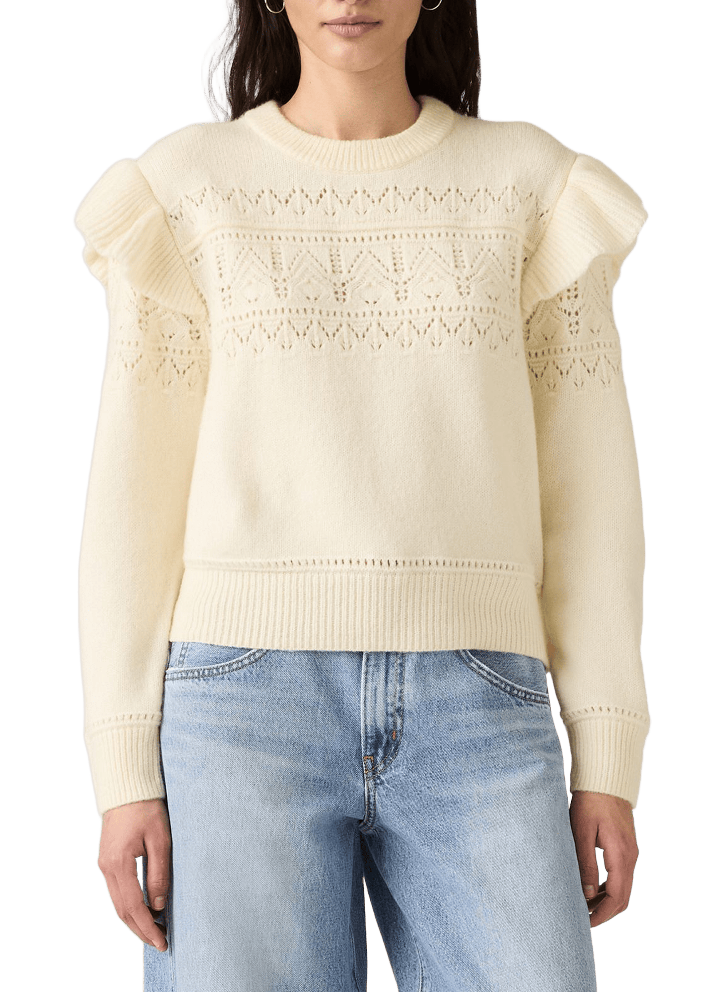 LEVI'S Pull côtelé à col rond Beige