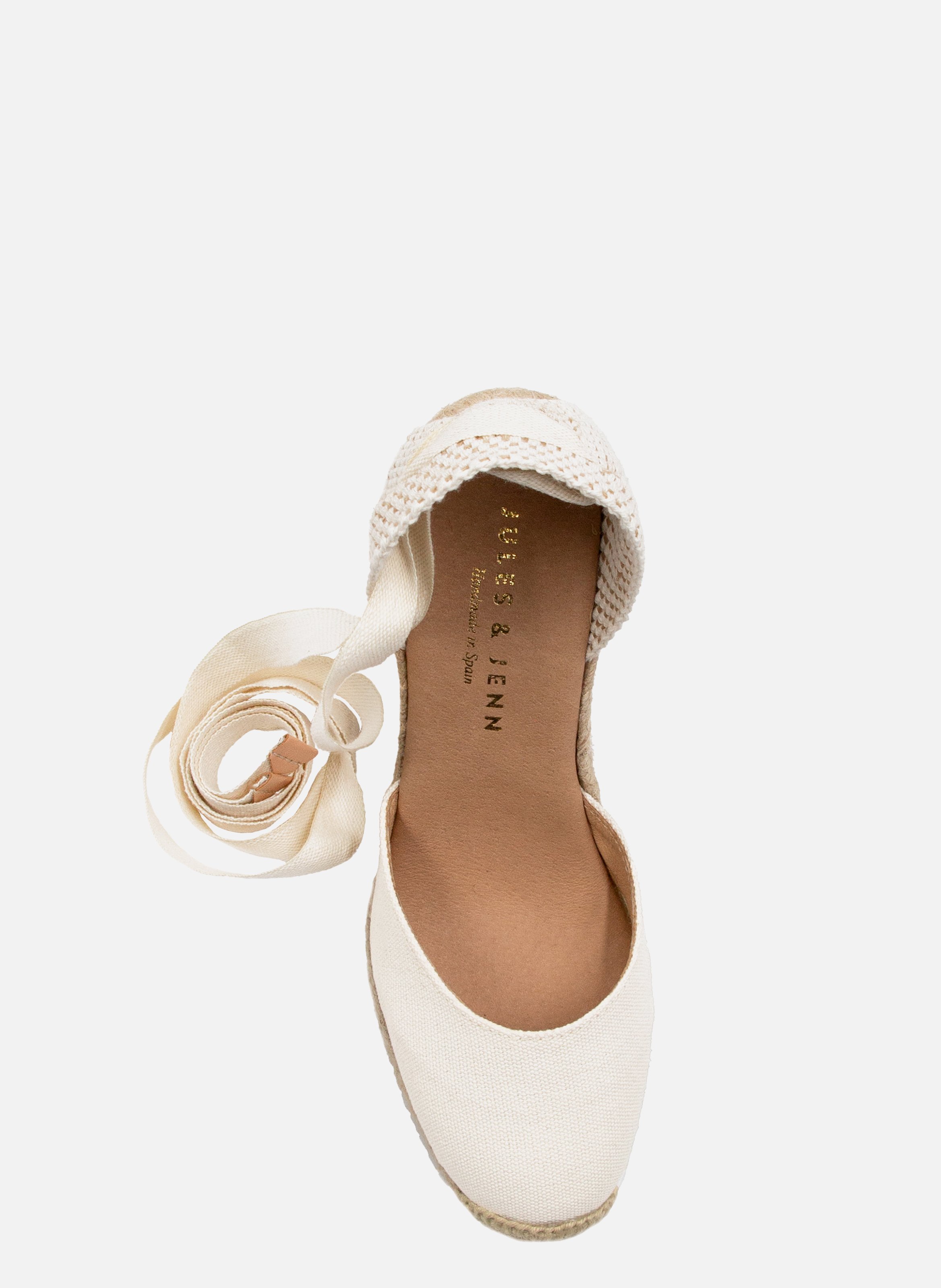 Espadrilles compensées lacées toile recyclée JULES & JENN Blanc