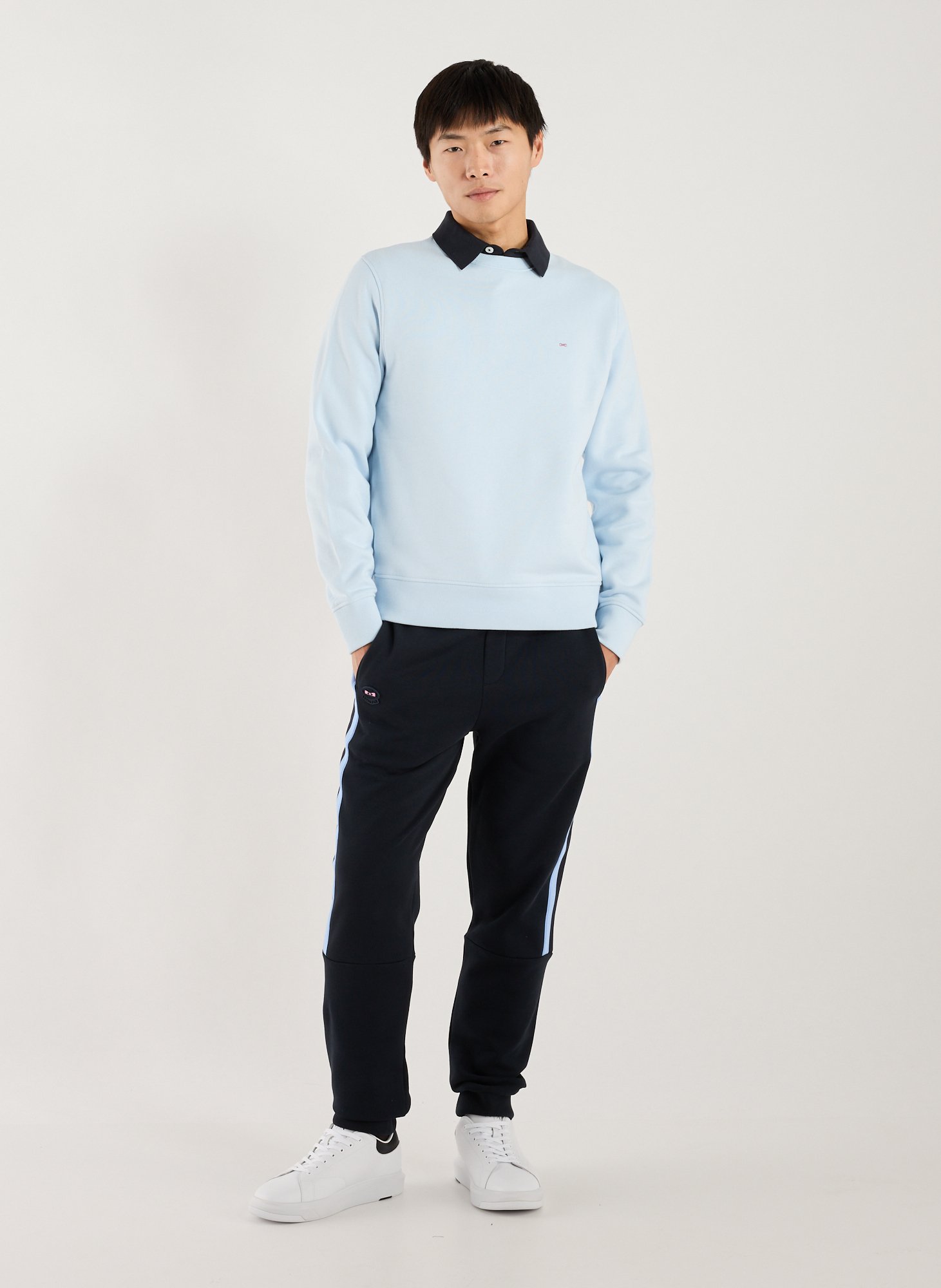 Sweatshirt uni en coton EDEN PARK Bleu