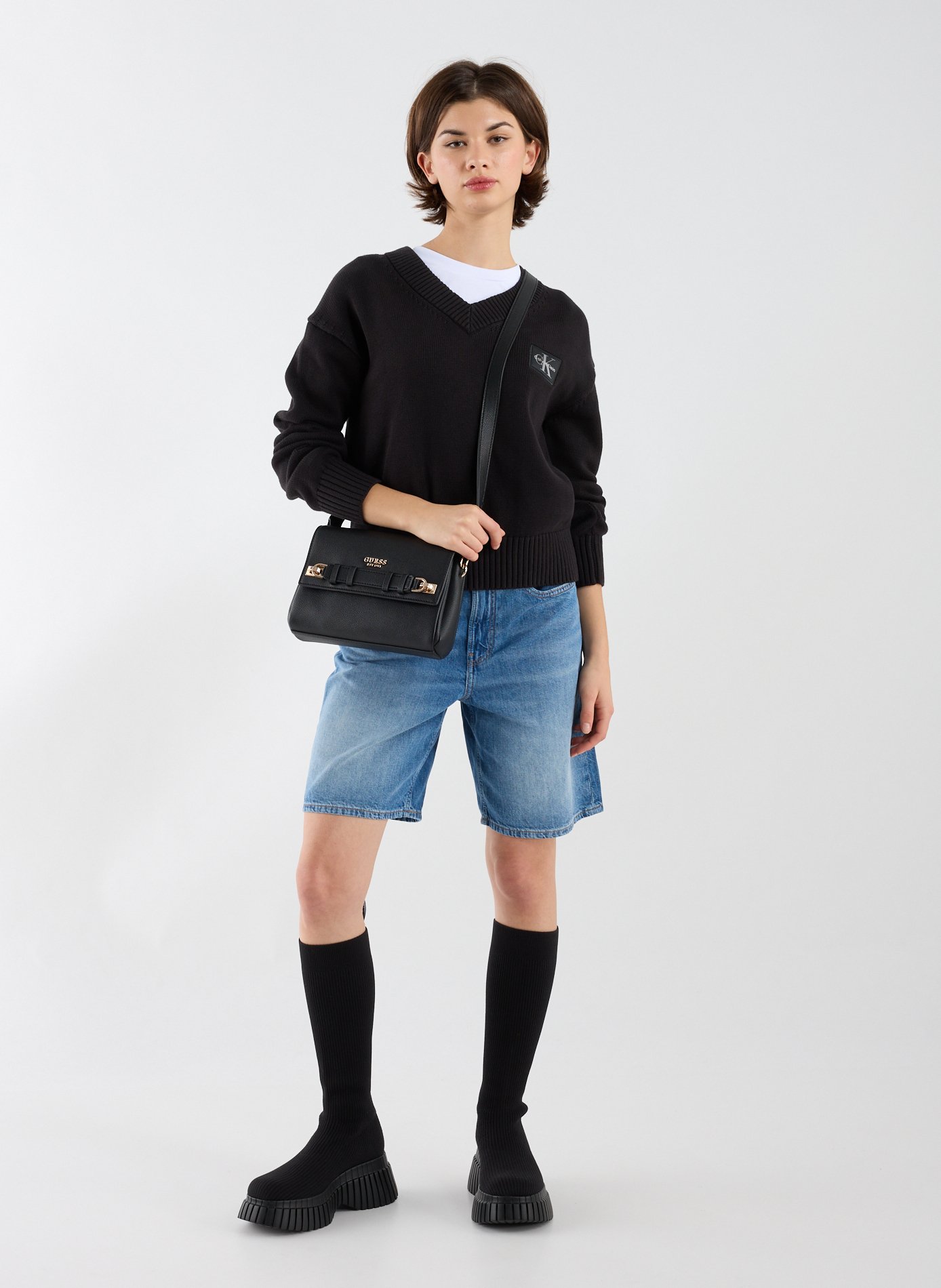 Cotton V-neck jumper CALVIN KLEIN Black