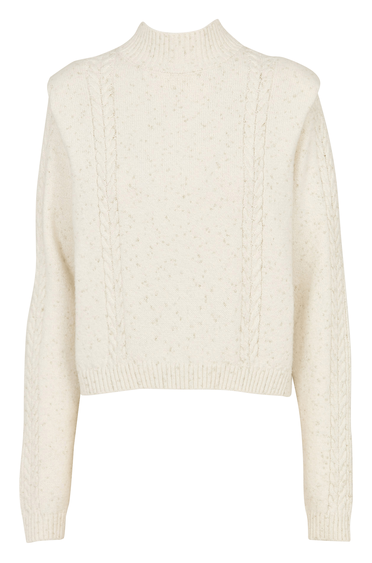 Pull court tressé à détails métallisés IKKS Blanc