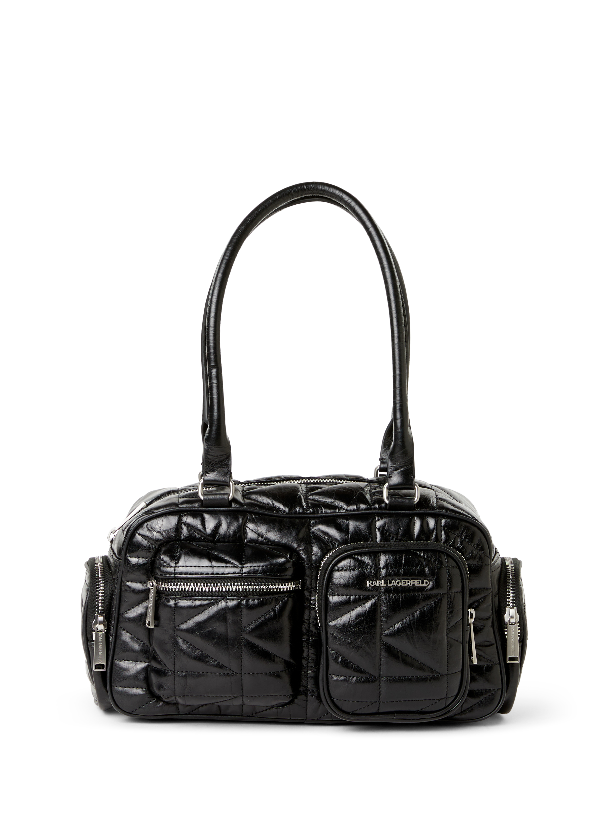 Sac à main matelassé en cuir KARL LAGERFELD Noir