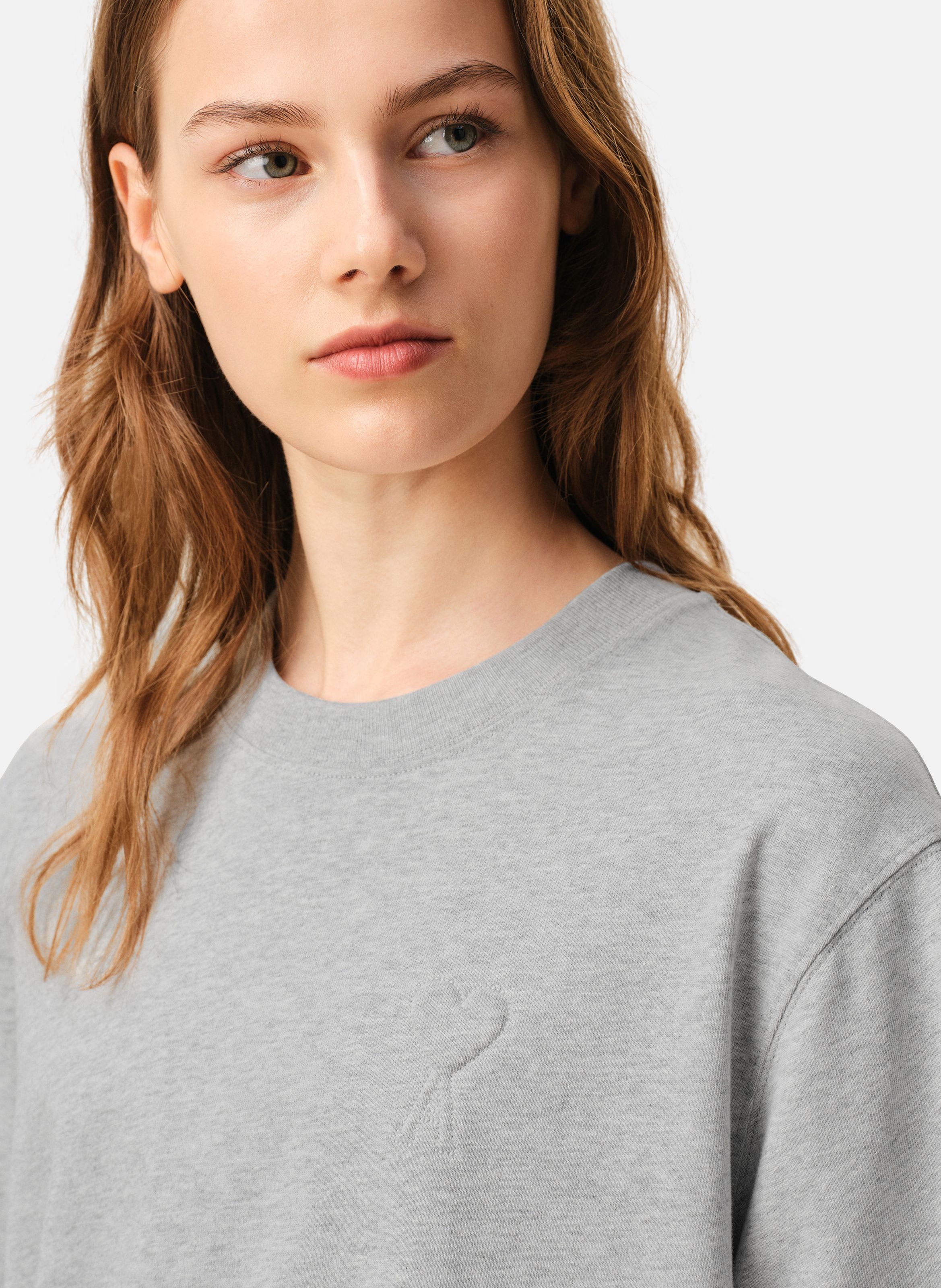 T-shirt unisexe en coton ami de coeur embossé AMI PARIS Gris
