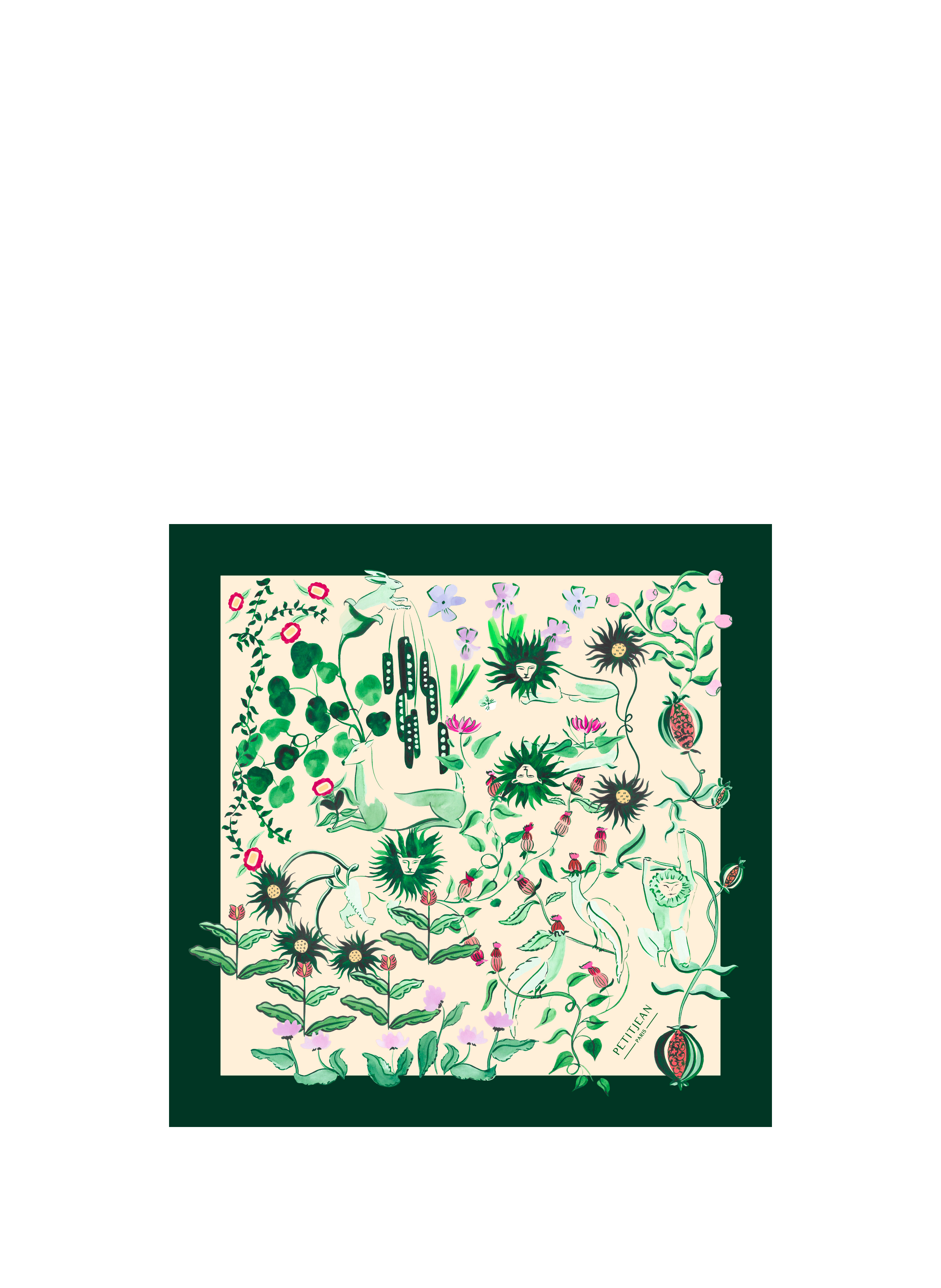 Toile Fantastique- Carré 45 imprimé en soie PETITJEAN PARIS Multicolore