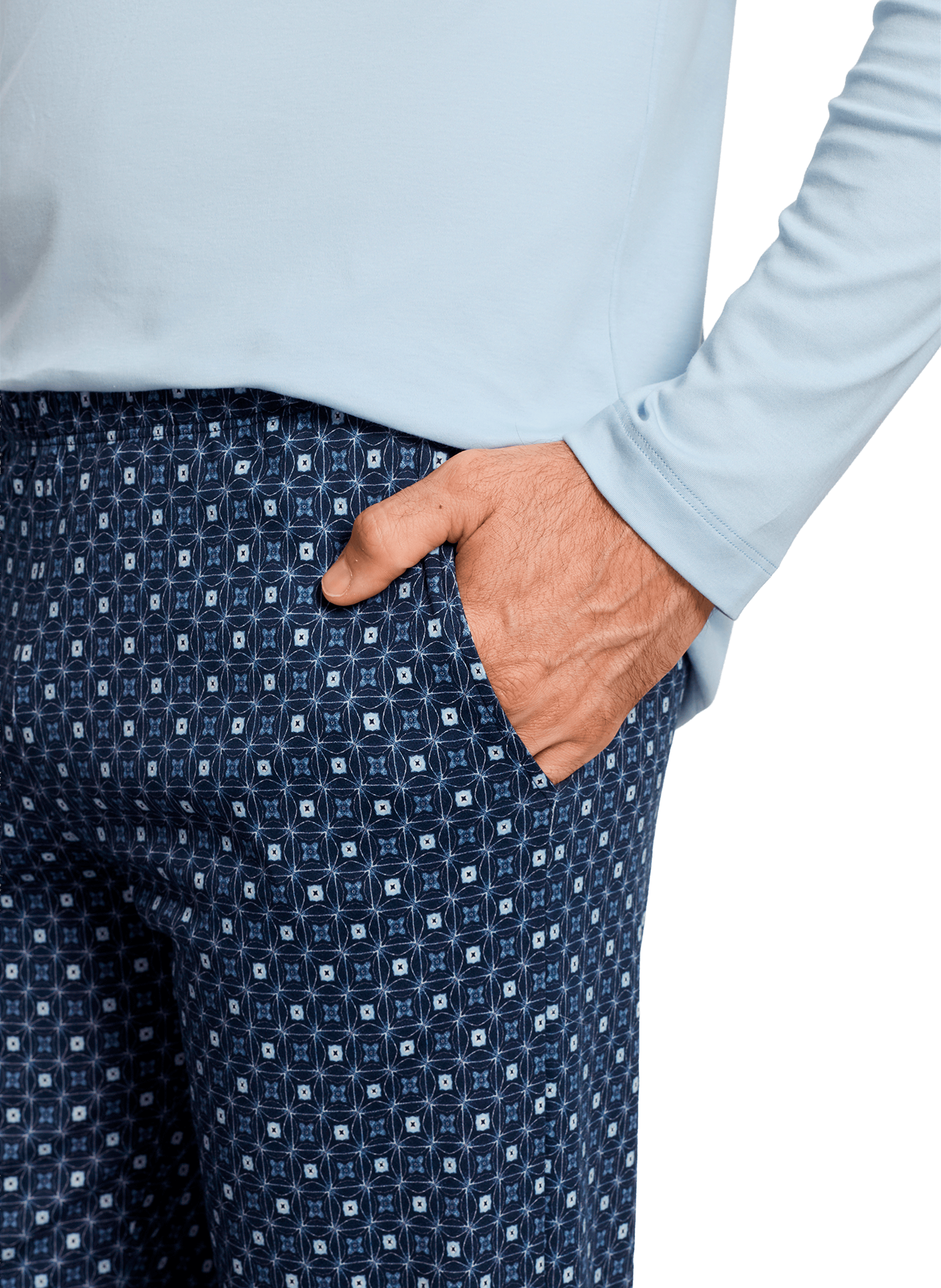 Ensemble de pyjama long en coton HANRO Bleu