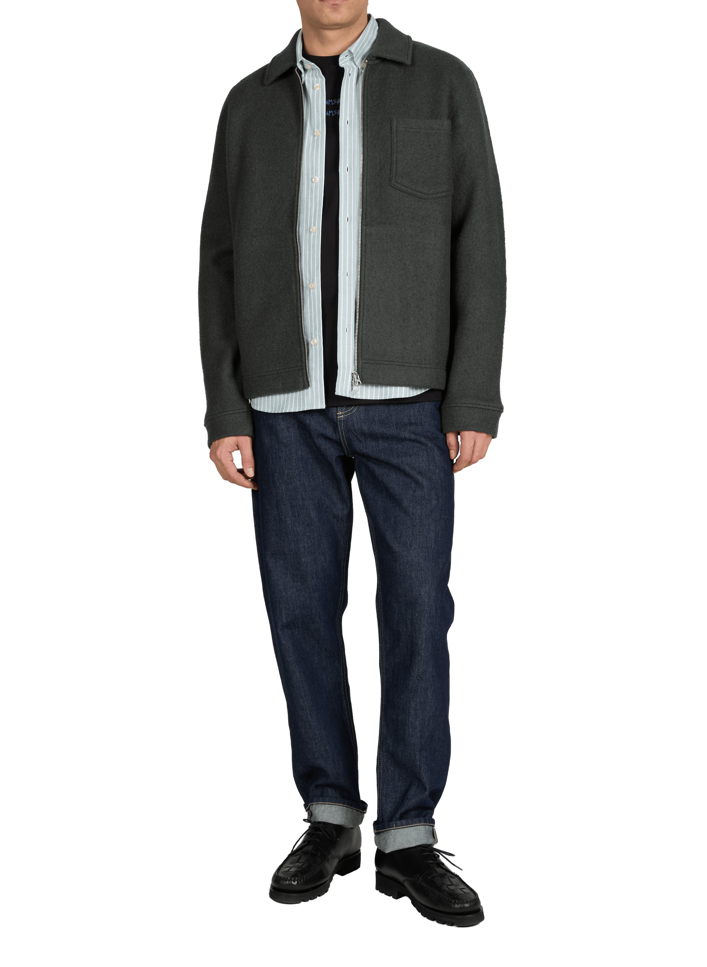 Veste à col classique en laine SAMSOE SAMSOE Kaki