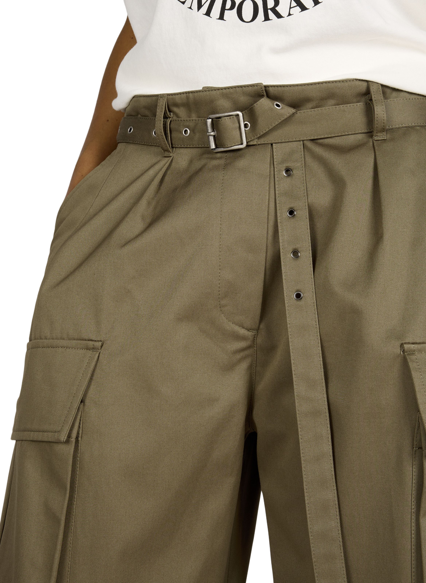 Pantalon cargo 7/8 en coton ACNE STUDIOS Kaki