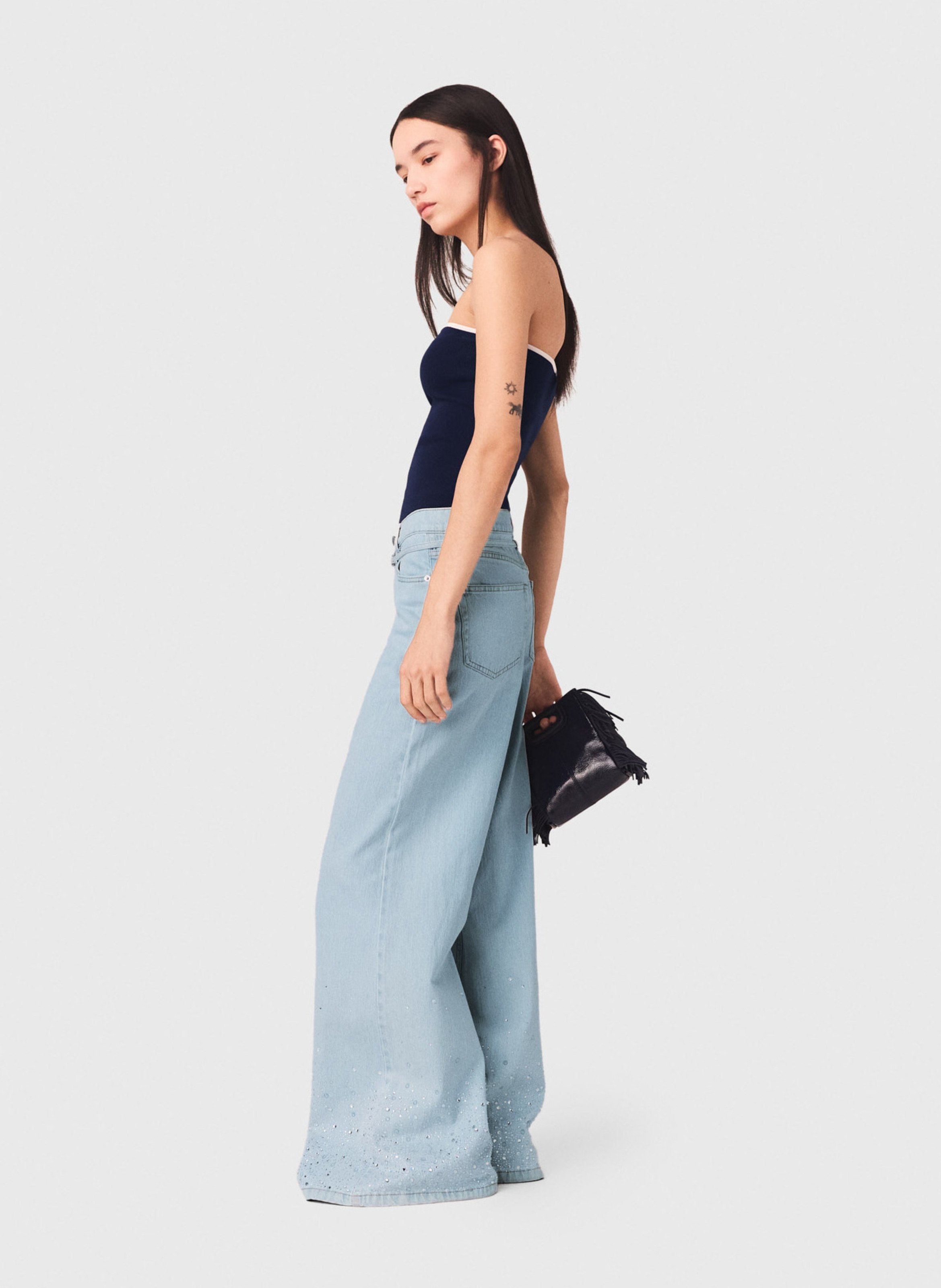 Jean large en coton mélangé MAJE Bleu