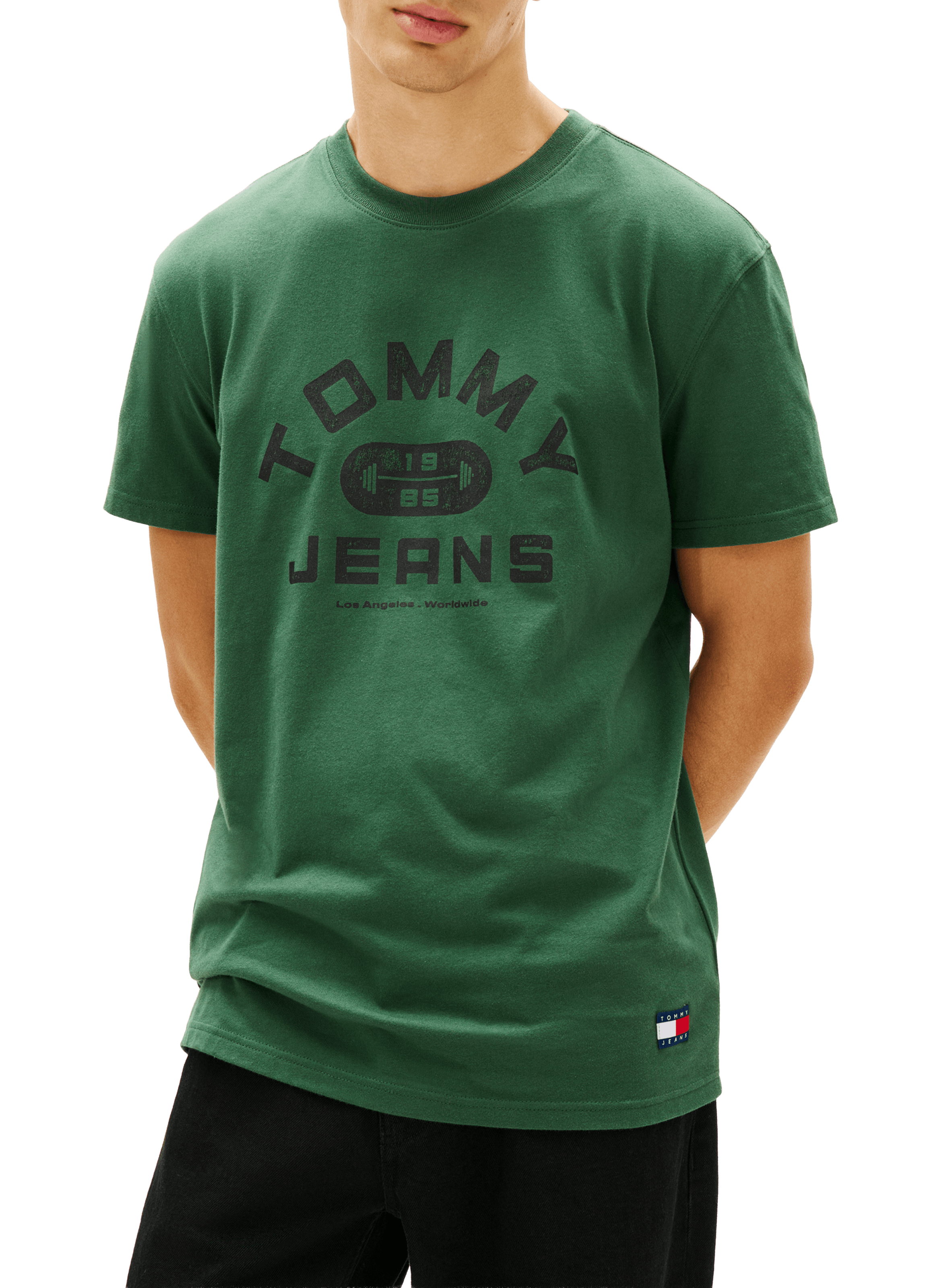Straight printed cotton T-shirt TOMMY HILFIGER Green