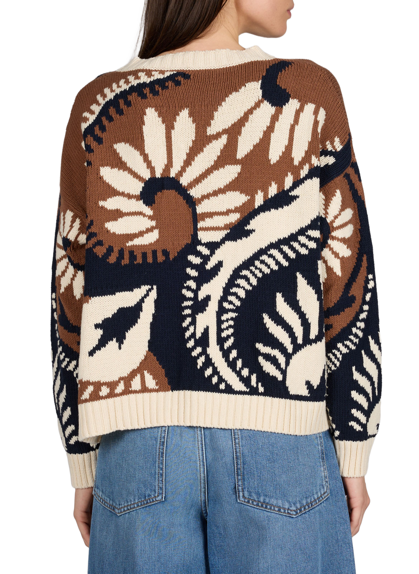 Round neck cotton blend knit sweater MAX MARA WEEK END Multicolour