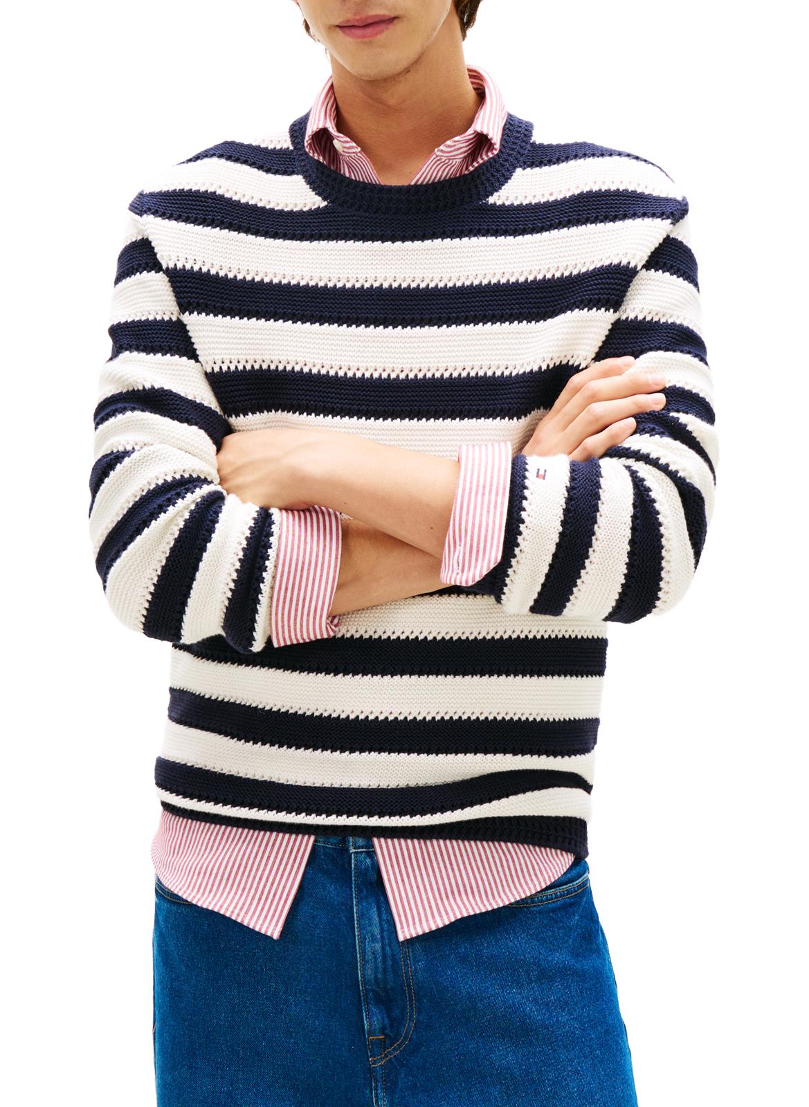 Straight Striped Cotton Sweater TOMMY HILFIGER Blue