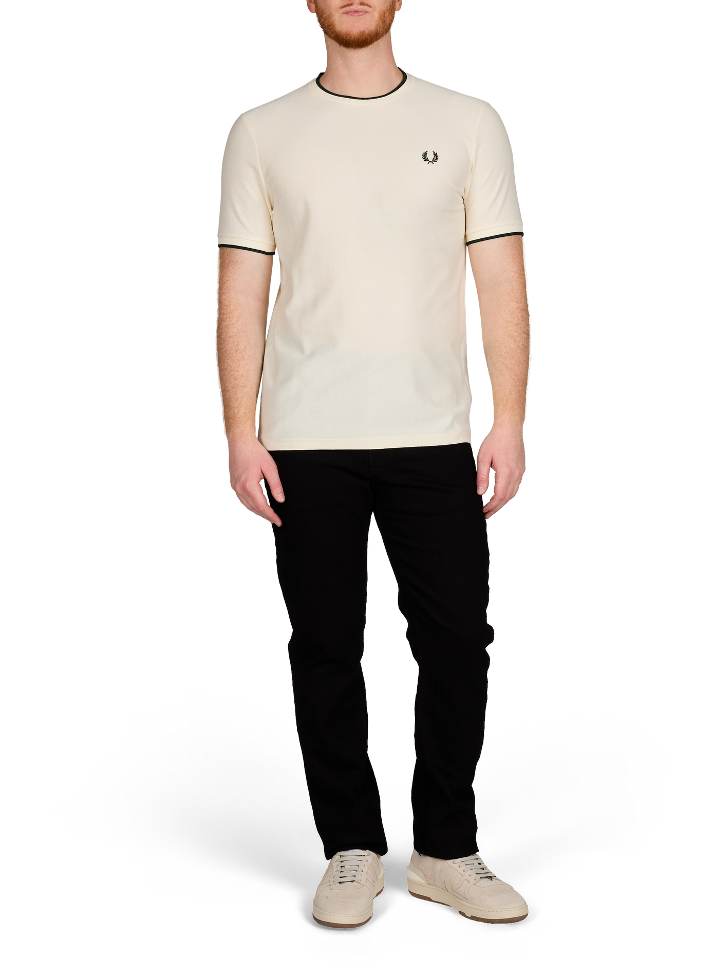 Cotton round-neck T-shirt FRED PERRY Beige