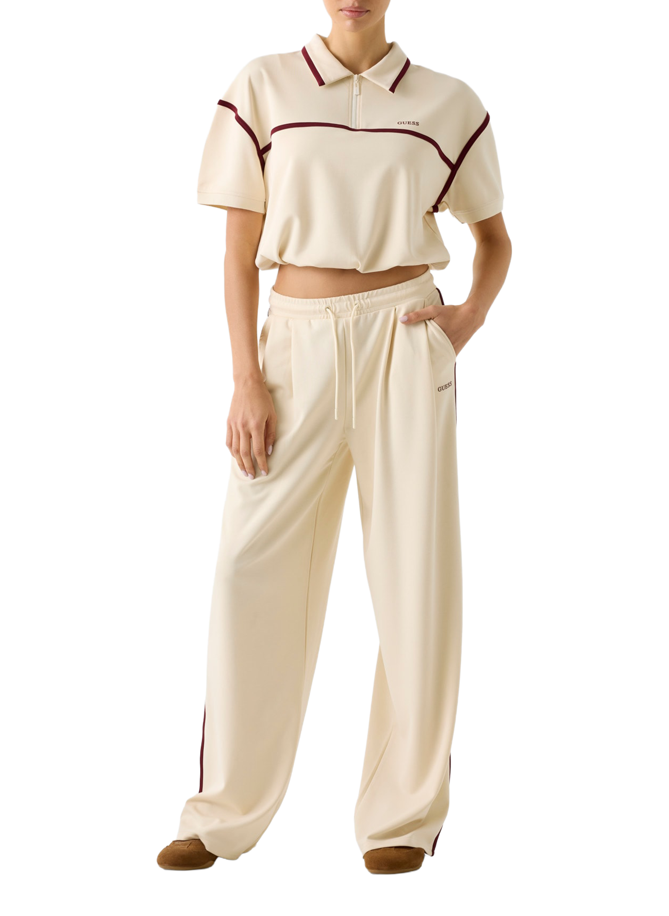 Short Polo with Contrast Stitching GUESS White