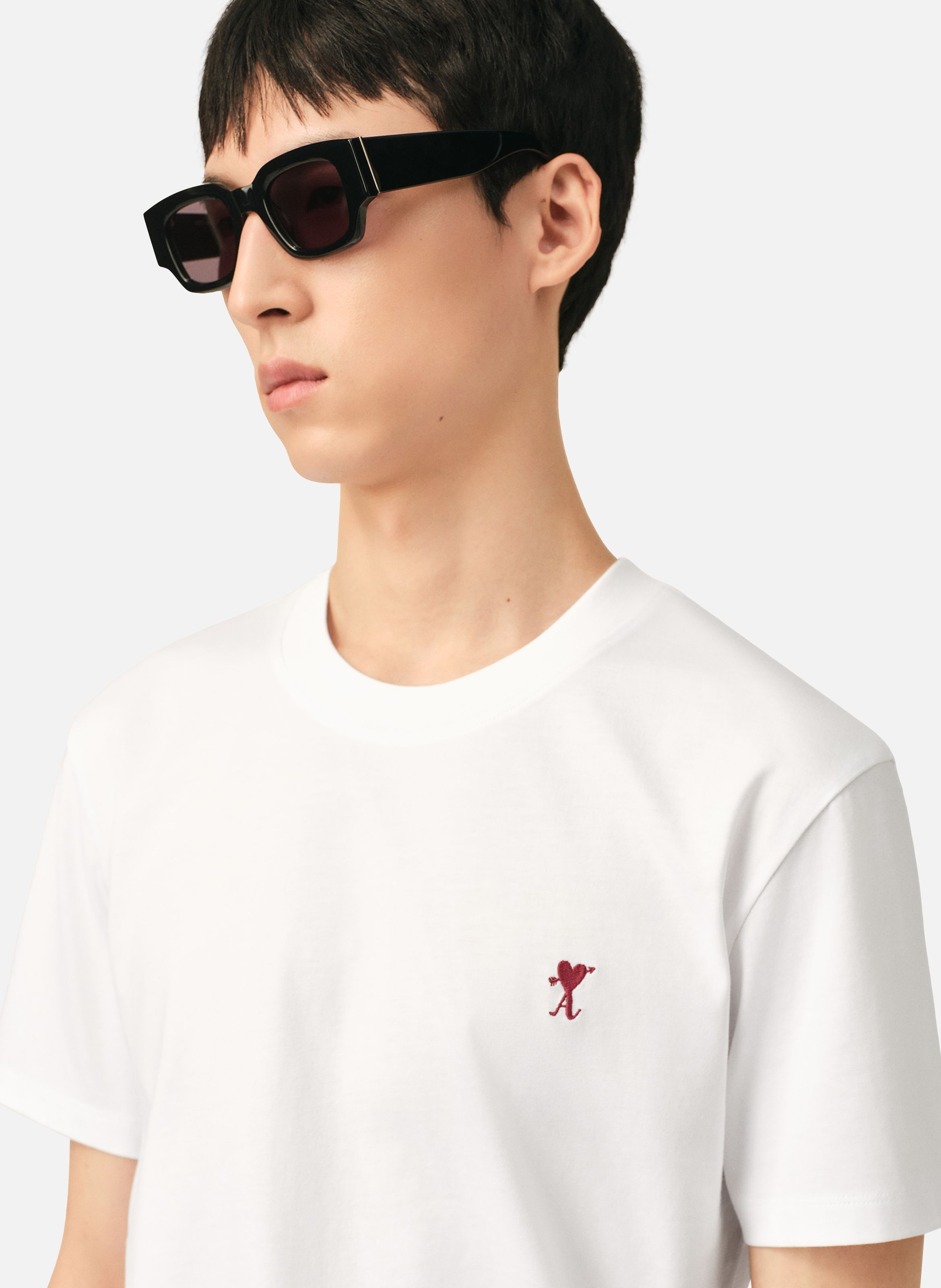 T-shirt ami de coeur en coton AMI PARIS Blanc