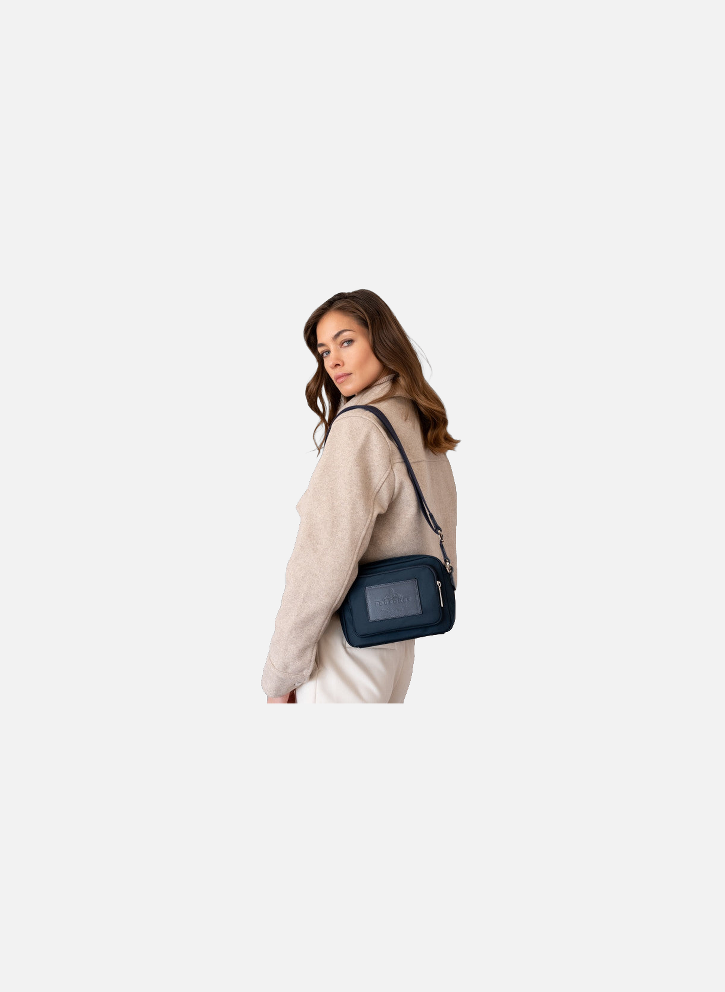 Escale | sac porté travers en toile garnie cuir POURCHET Bleu