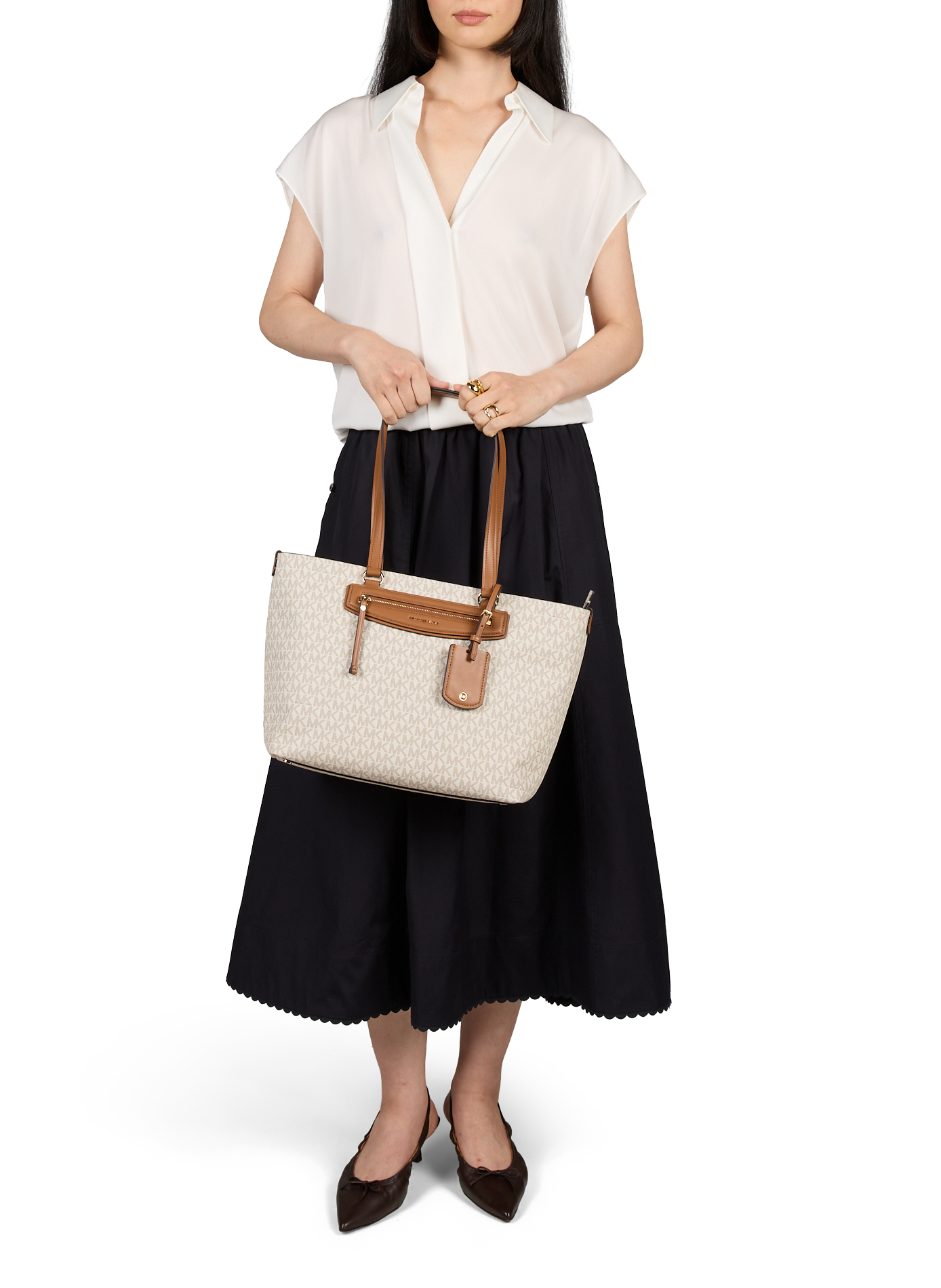 Sac cabas Jet Set Travel M à logo signature MICHAEL KORS Beige