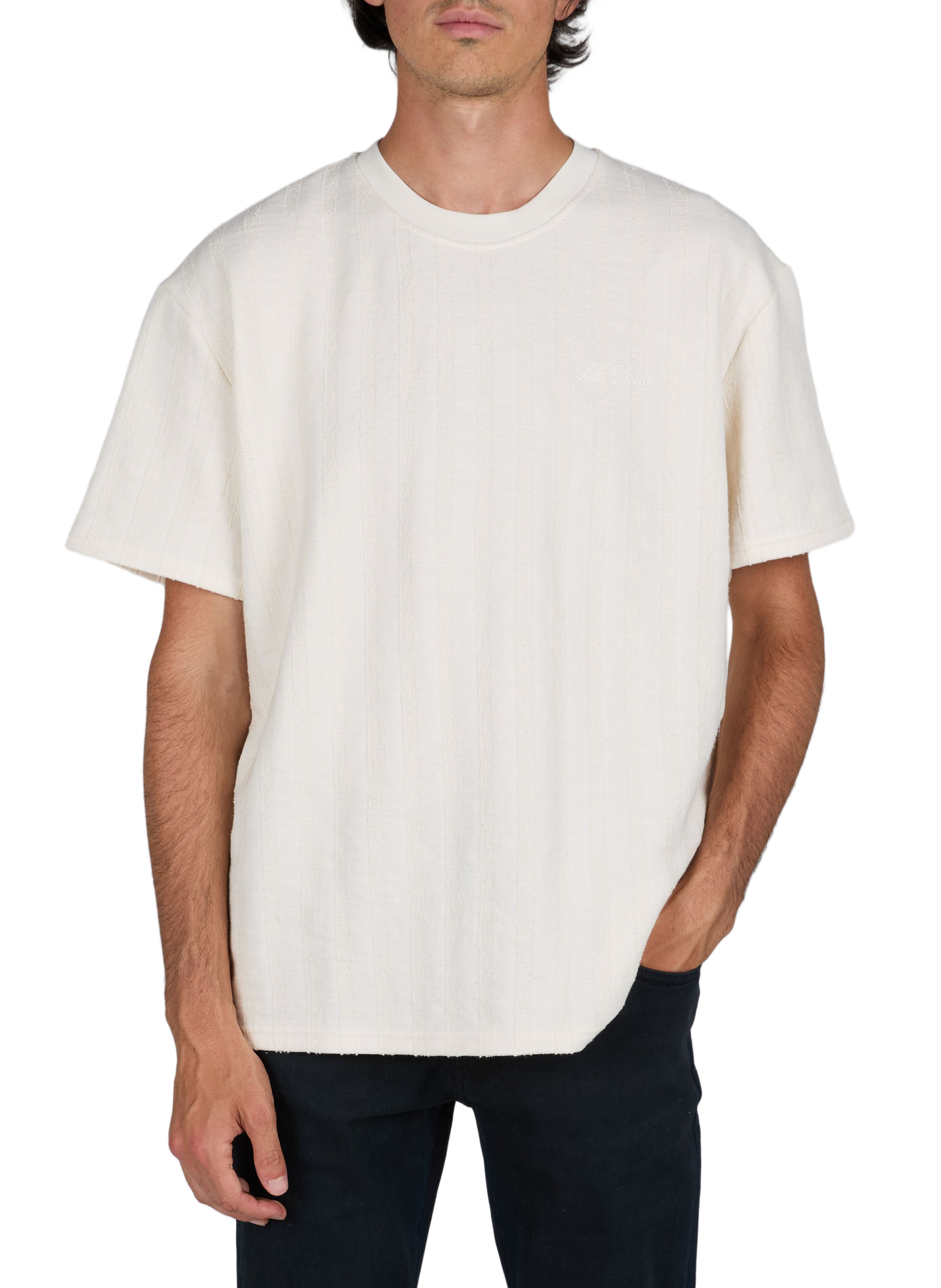 Straight T-shirt with jacquard stripes LES DEUX White