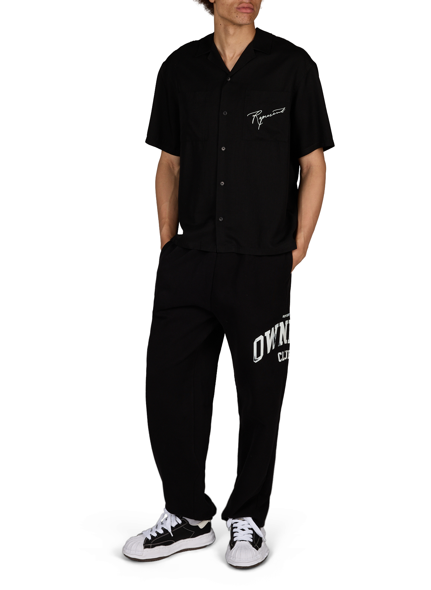 Solid Button-Up Flowy Shirt REPRESENT Black