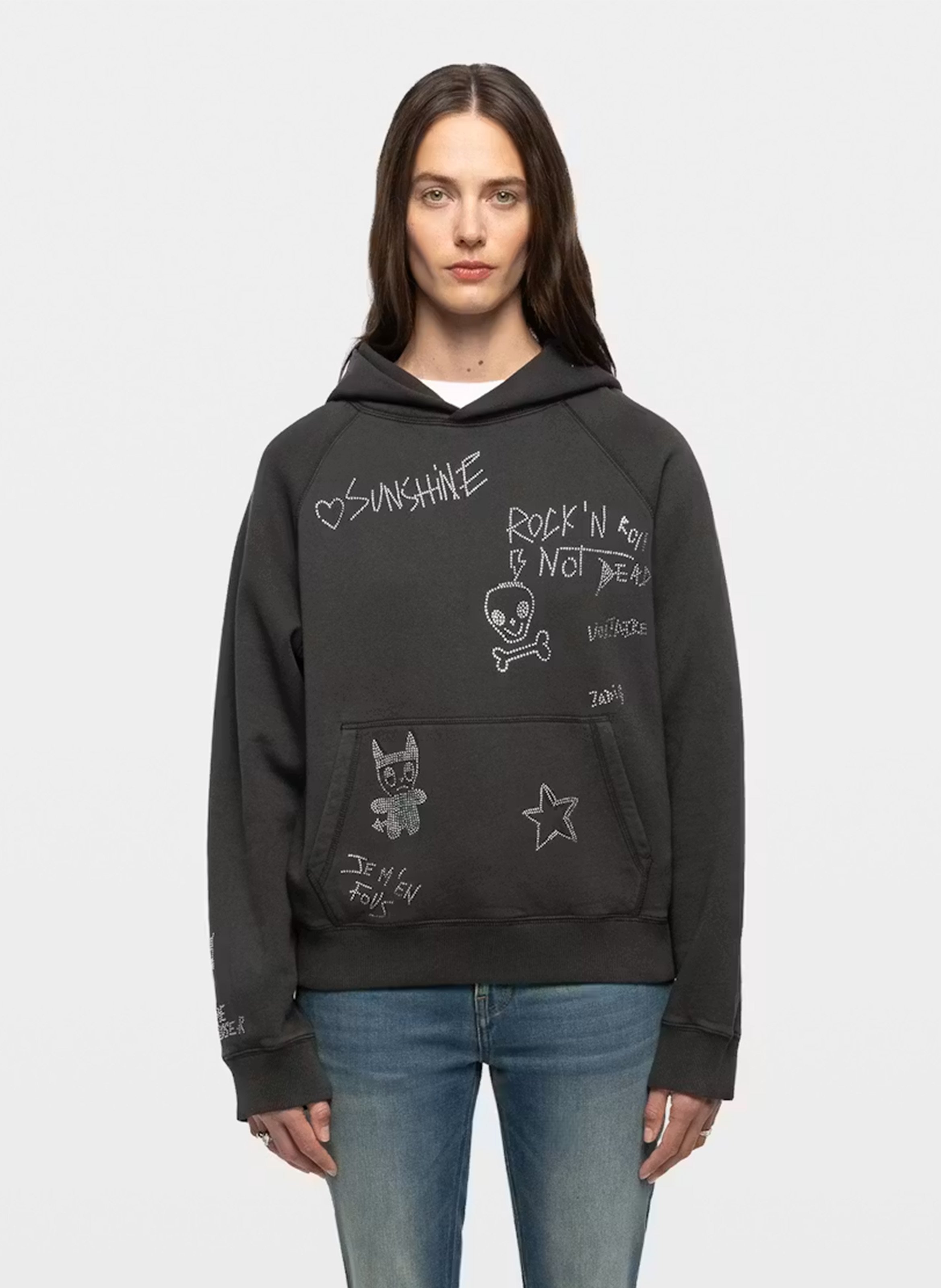 Sweat droit en coton georgy ZADIG&VOLTAIRE Gris
