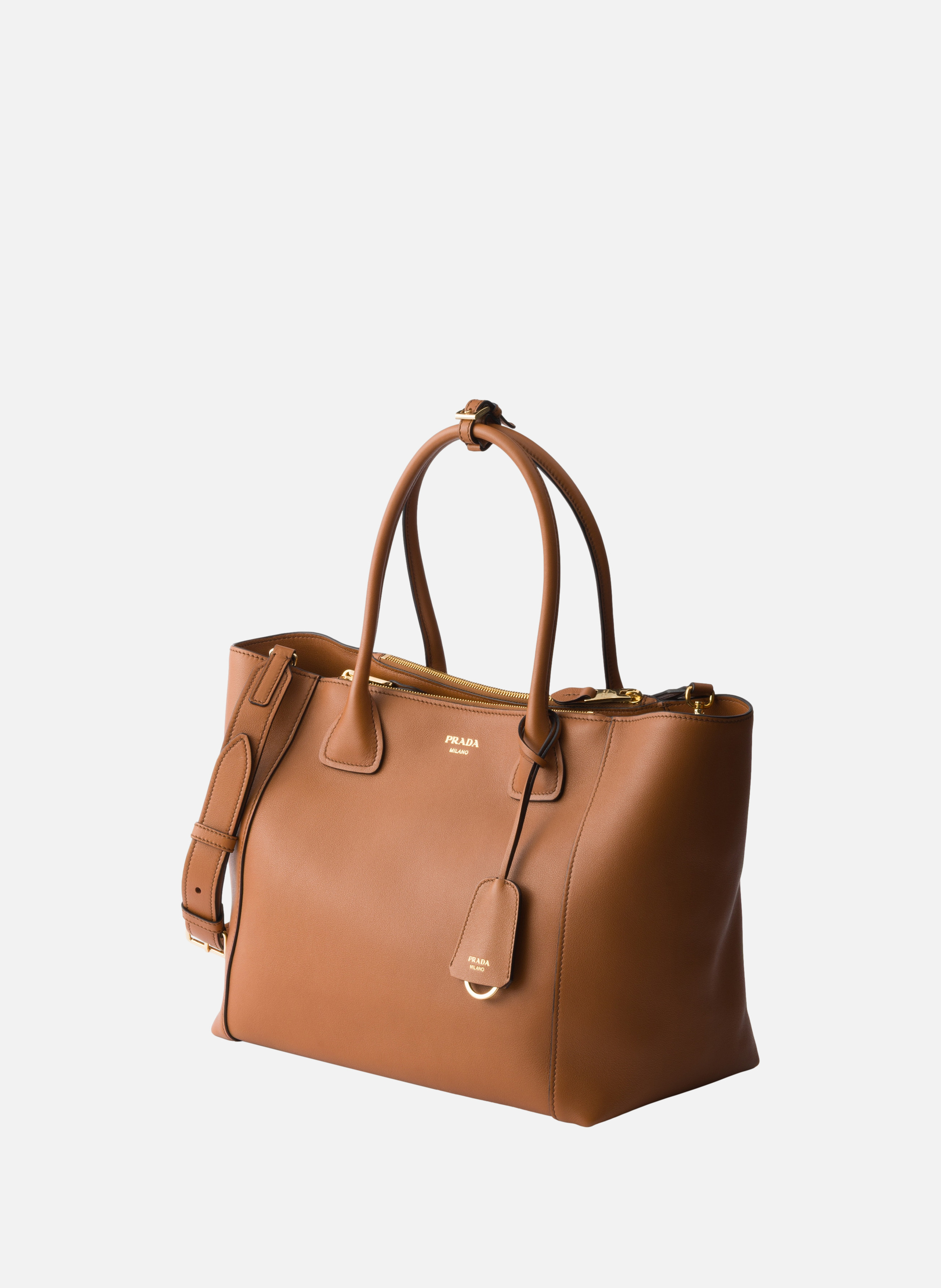 Grand cabas en cuir PRADA Marron