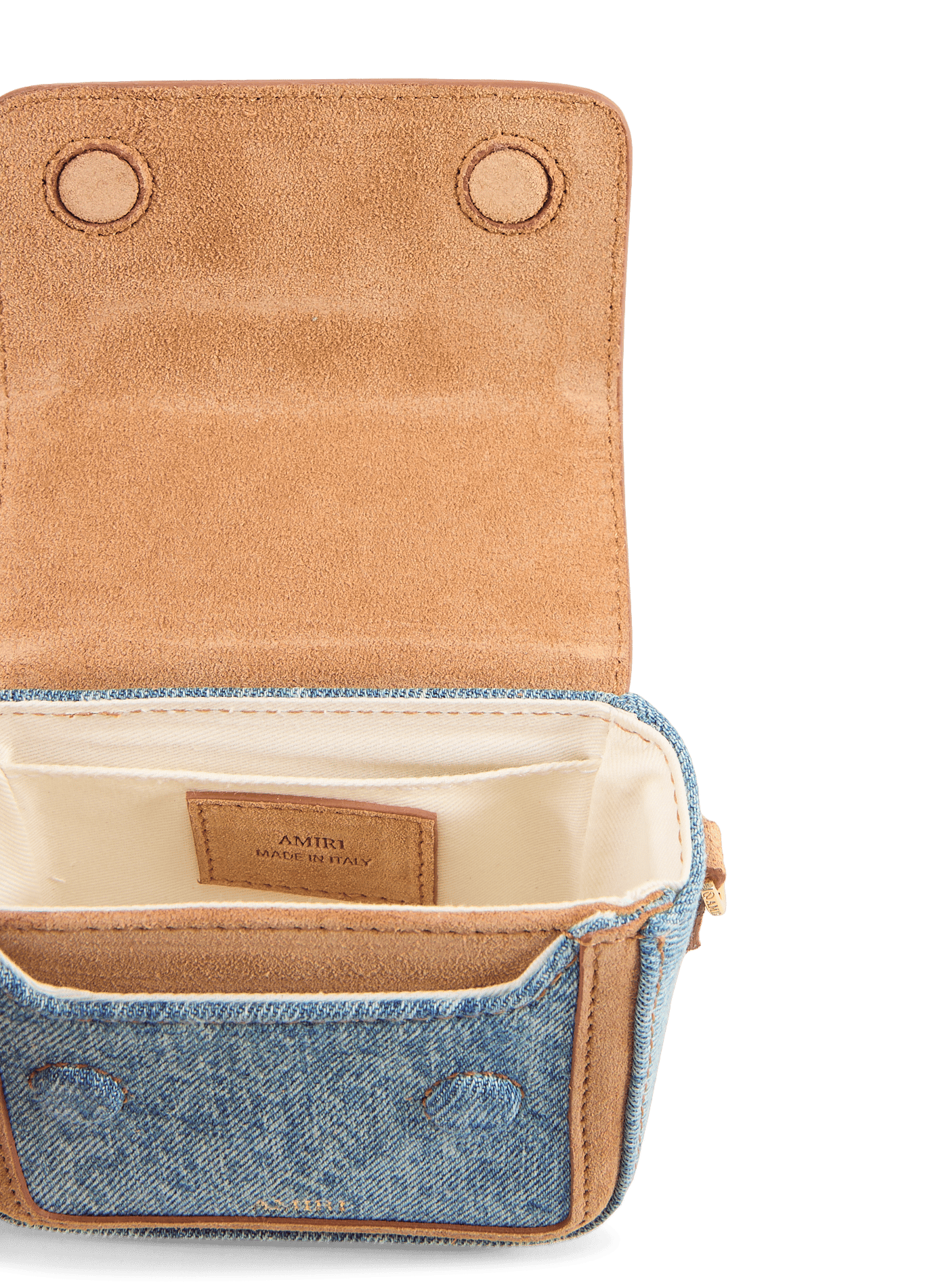 Sac à main Nano Ma en cuir et denim AMIRI Bleu